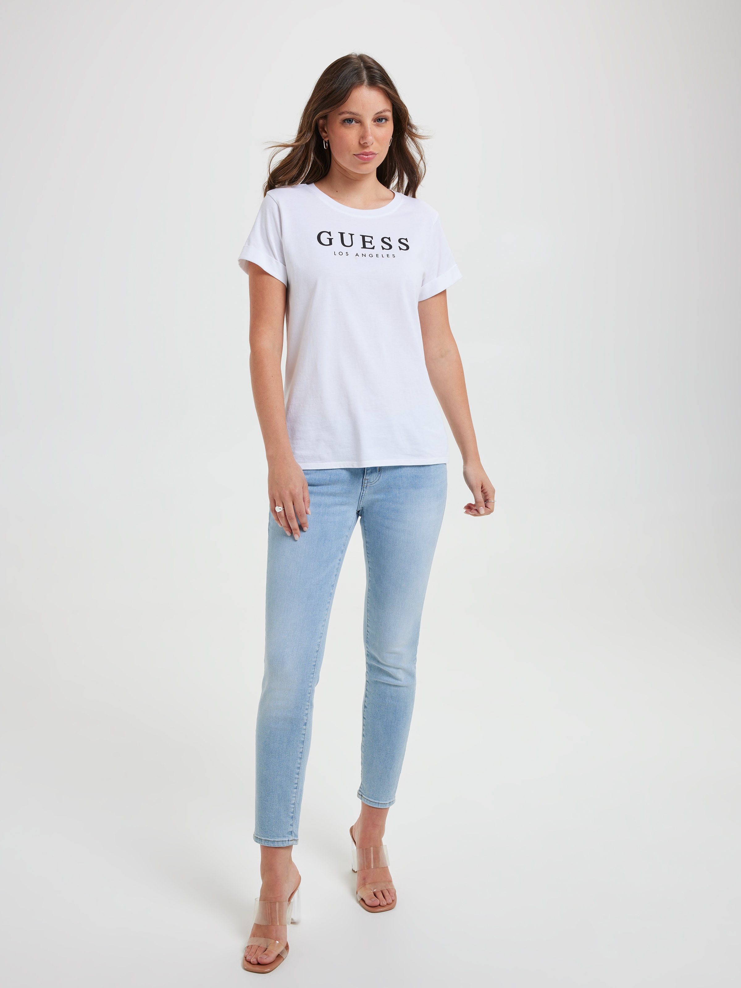 Rolled Cuff Tee In Pure White