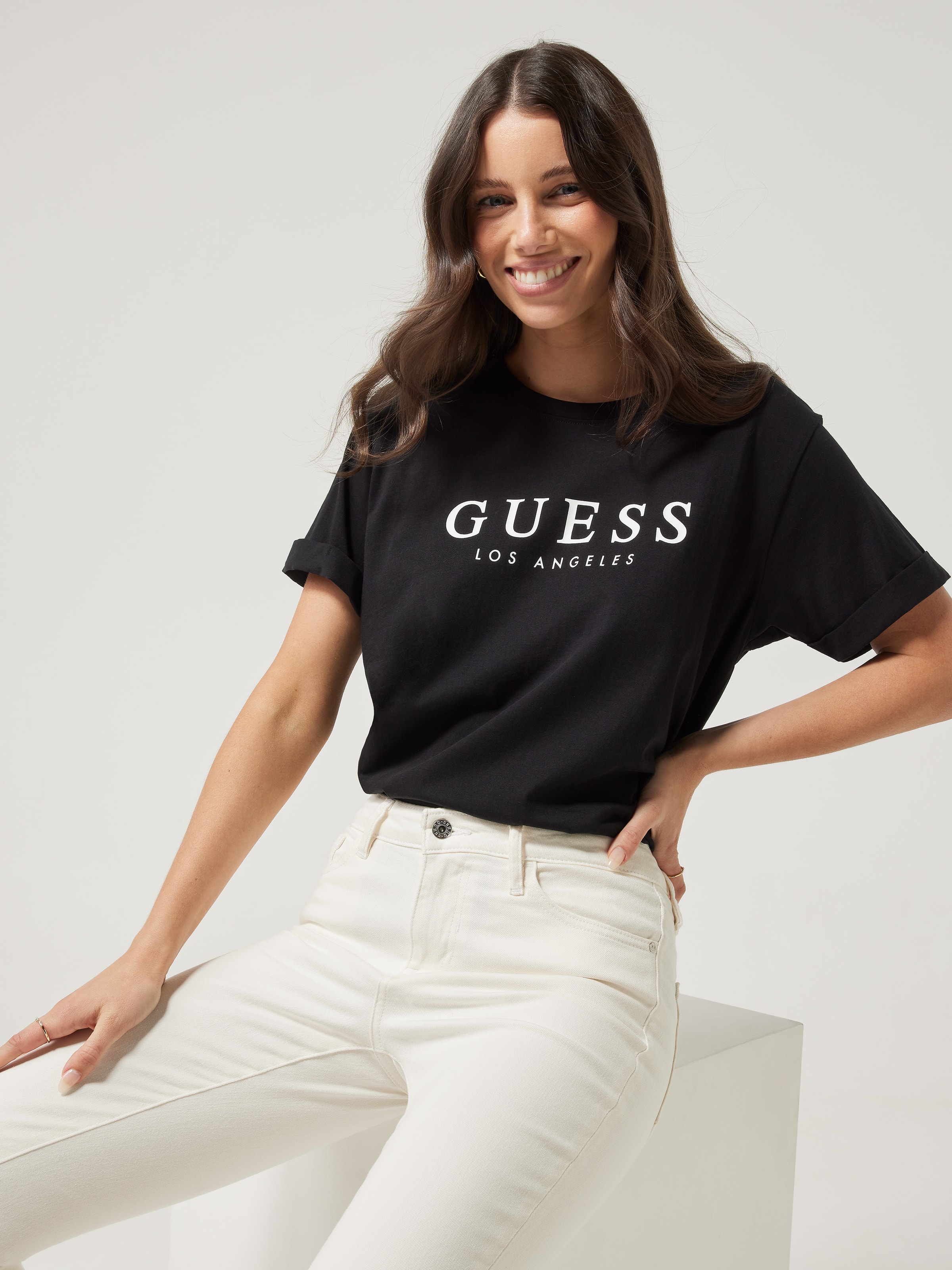 Roll Cuff Tee In Jet Black