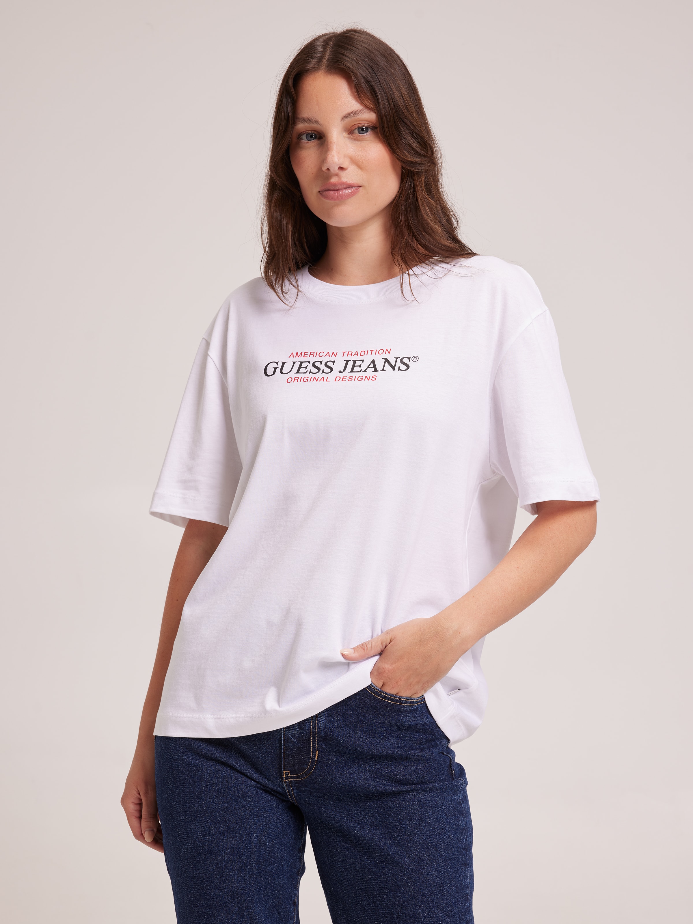 Jeans Oversized American Traditional Tee In White