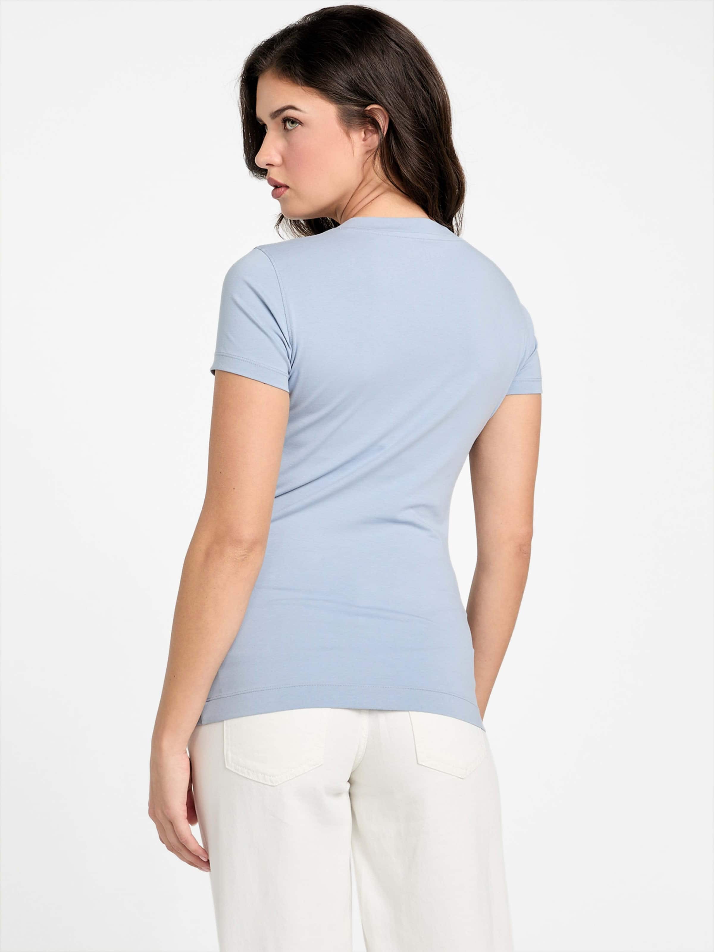 Short Sleeve Guess Logo Tee In Nimbus Blue