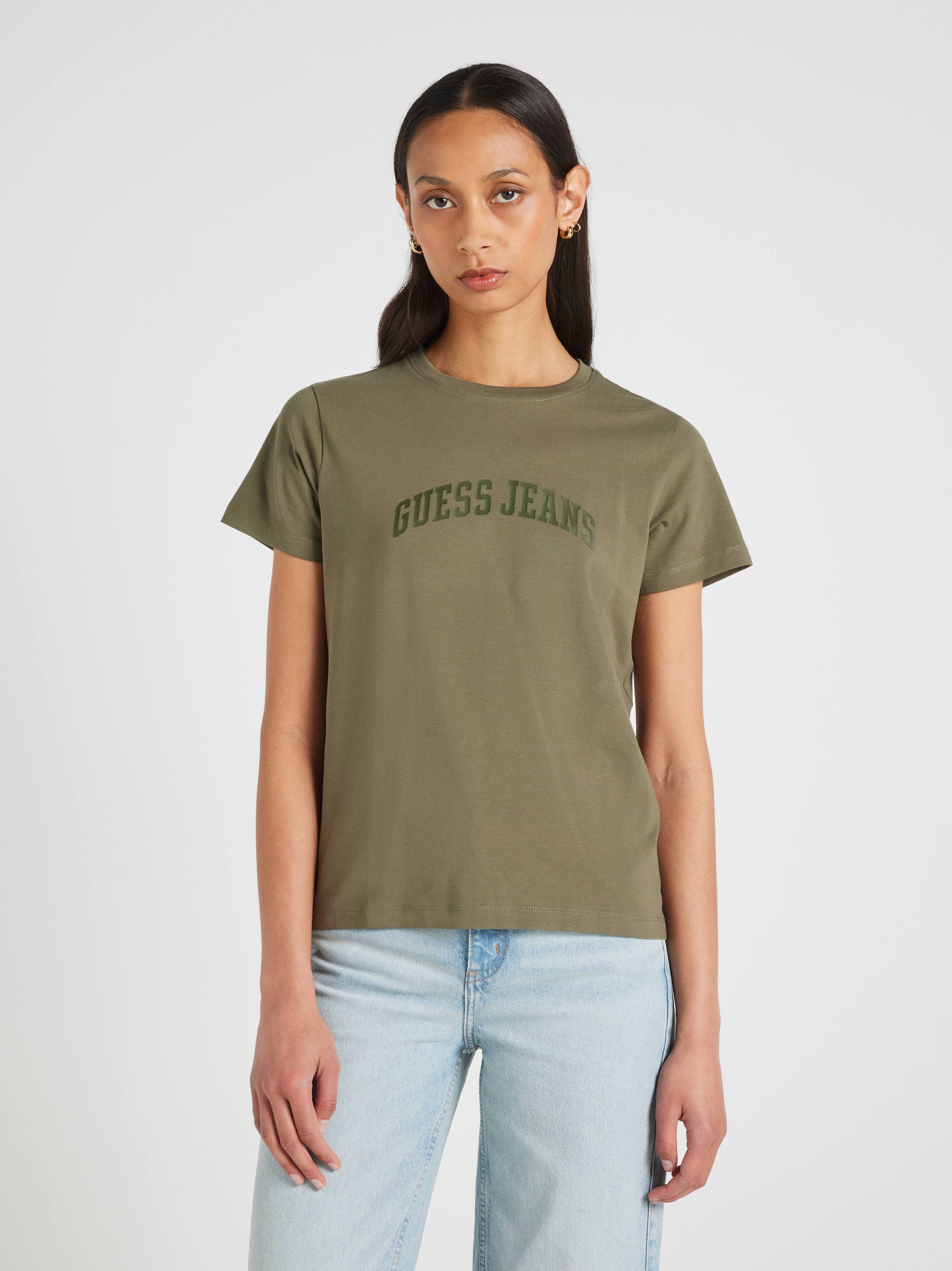 Jeans Tonal Print Tee In Olive Light Green
