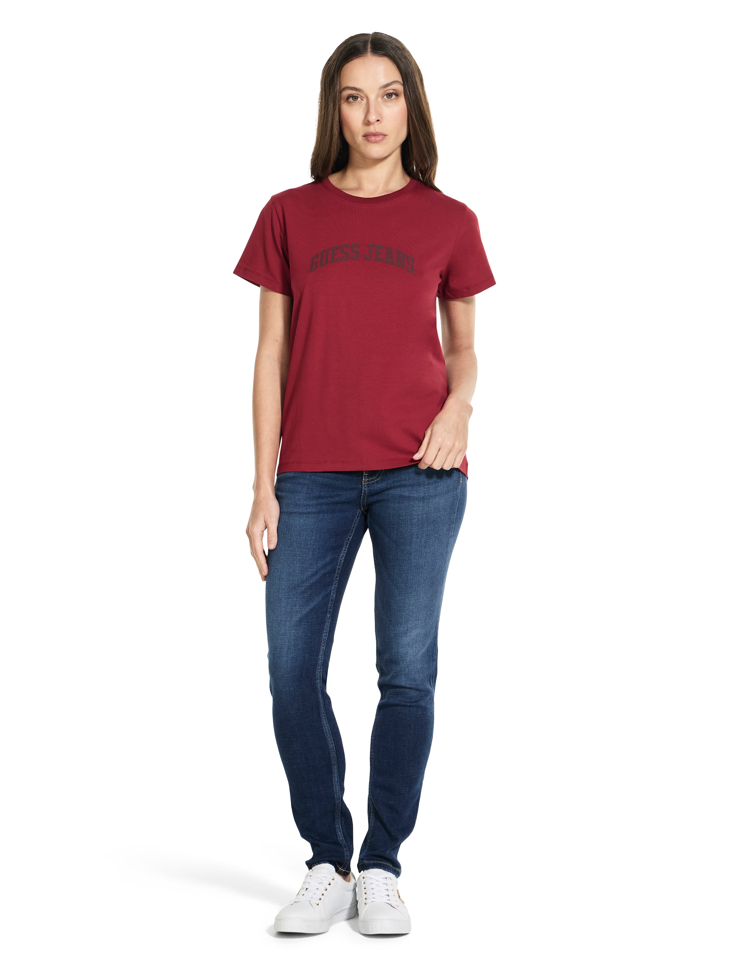 Jeans Tonal Print Tee In Ravishing Red