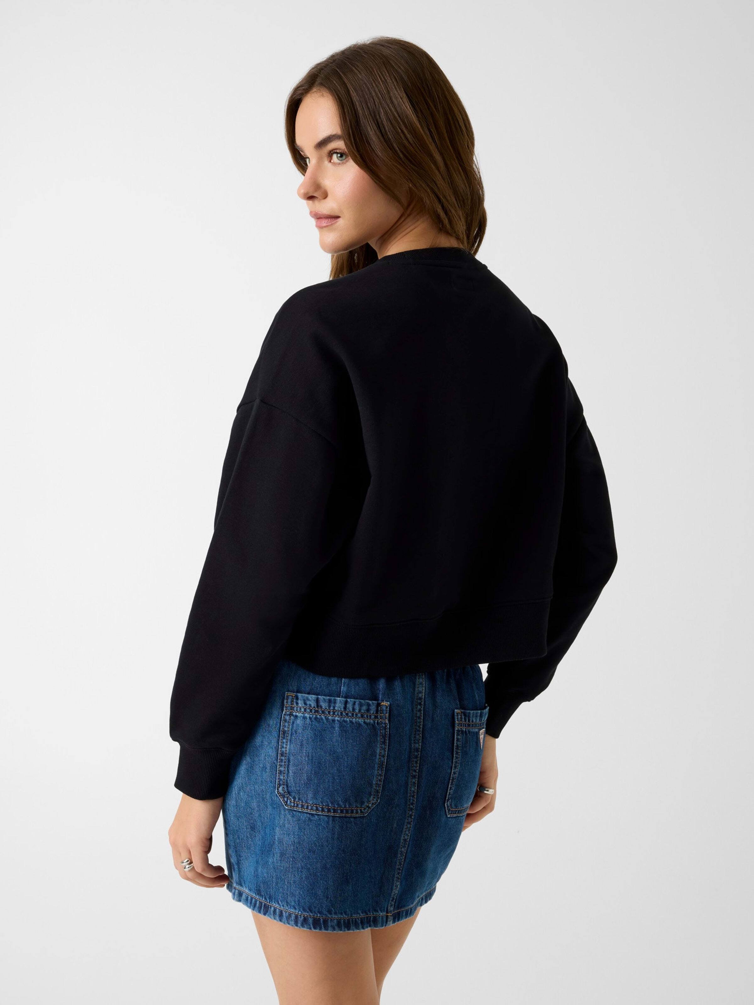 Jeans Drop Shoulder Crop Sweat In Jet Black