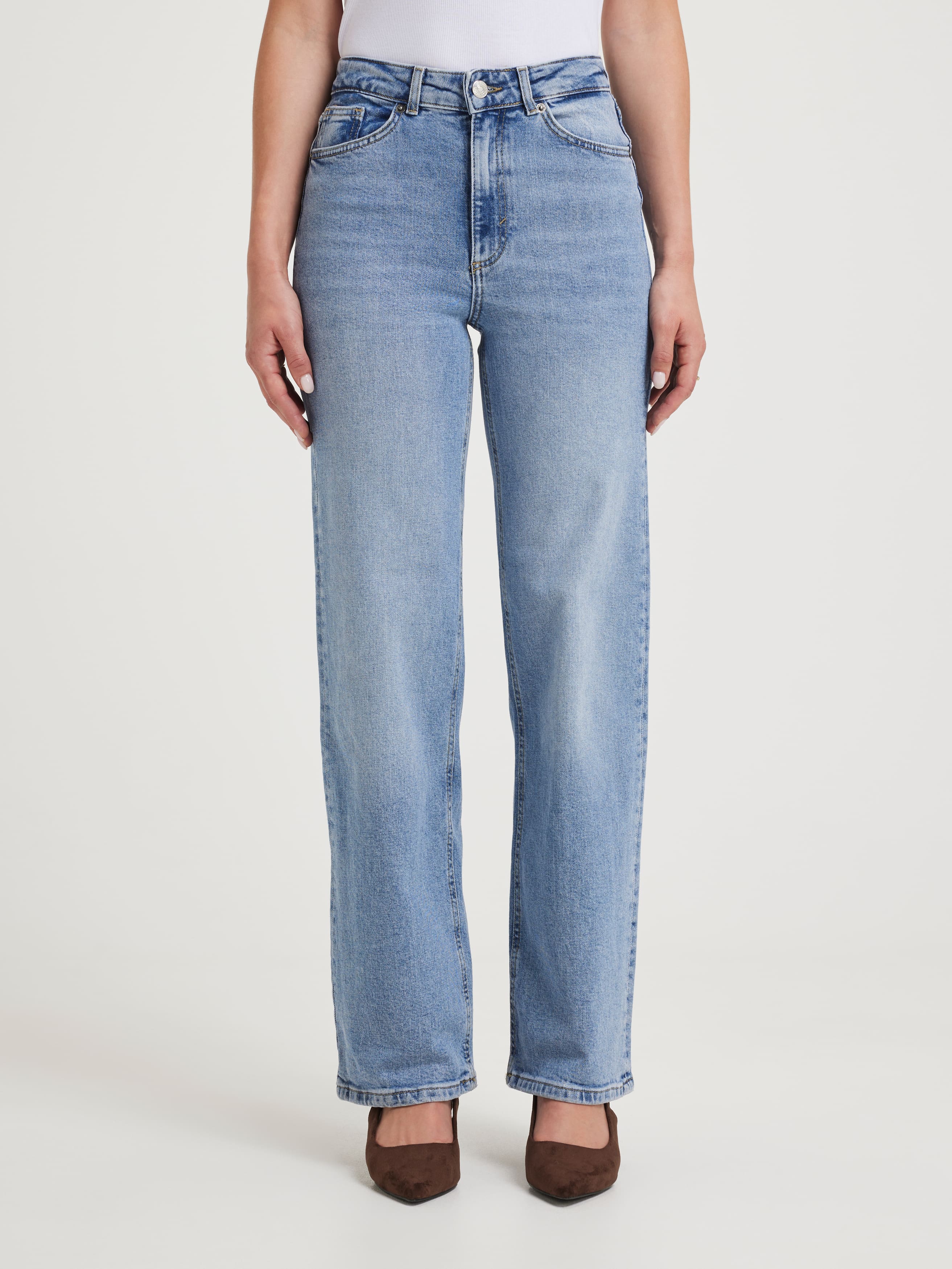 Juicy High Wide Leg Jean In Mid Denim