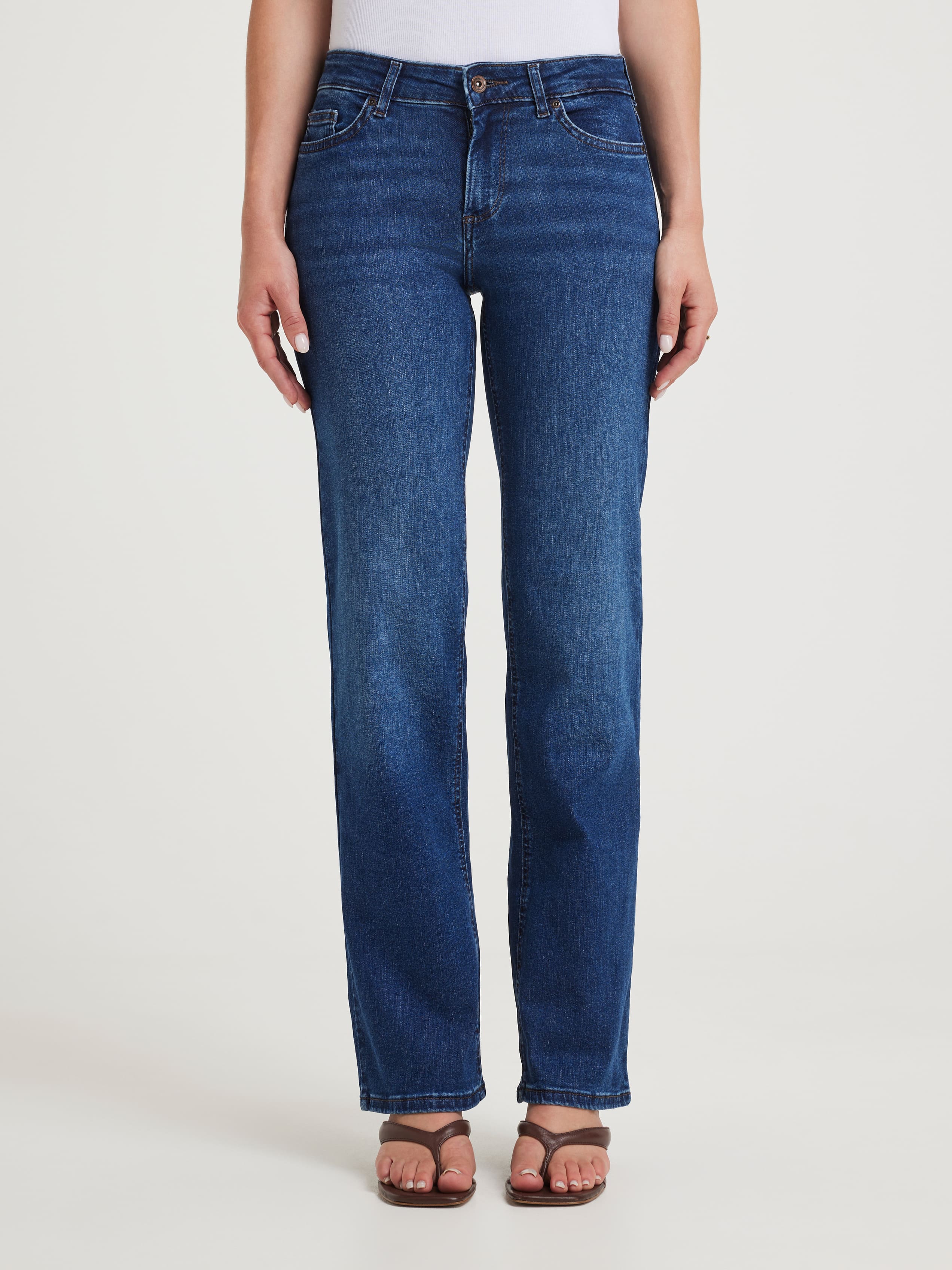 Blush Mid Straight Jean In Dark Denim