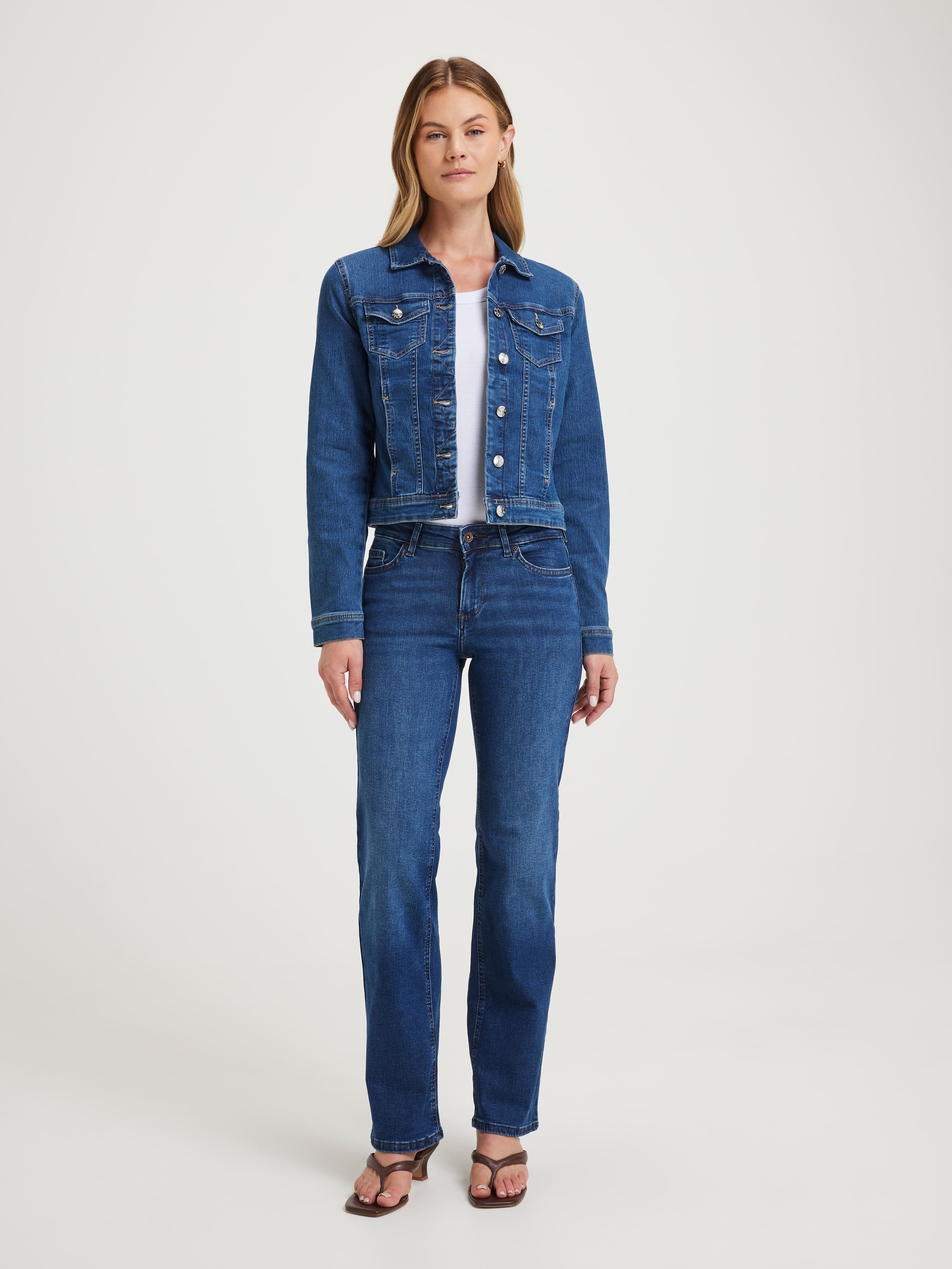 Blush Mid Straight Jean In Dark Denim