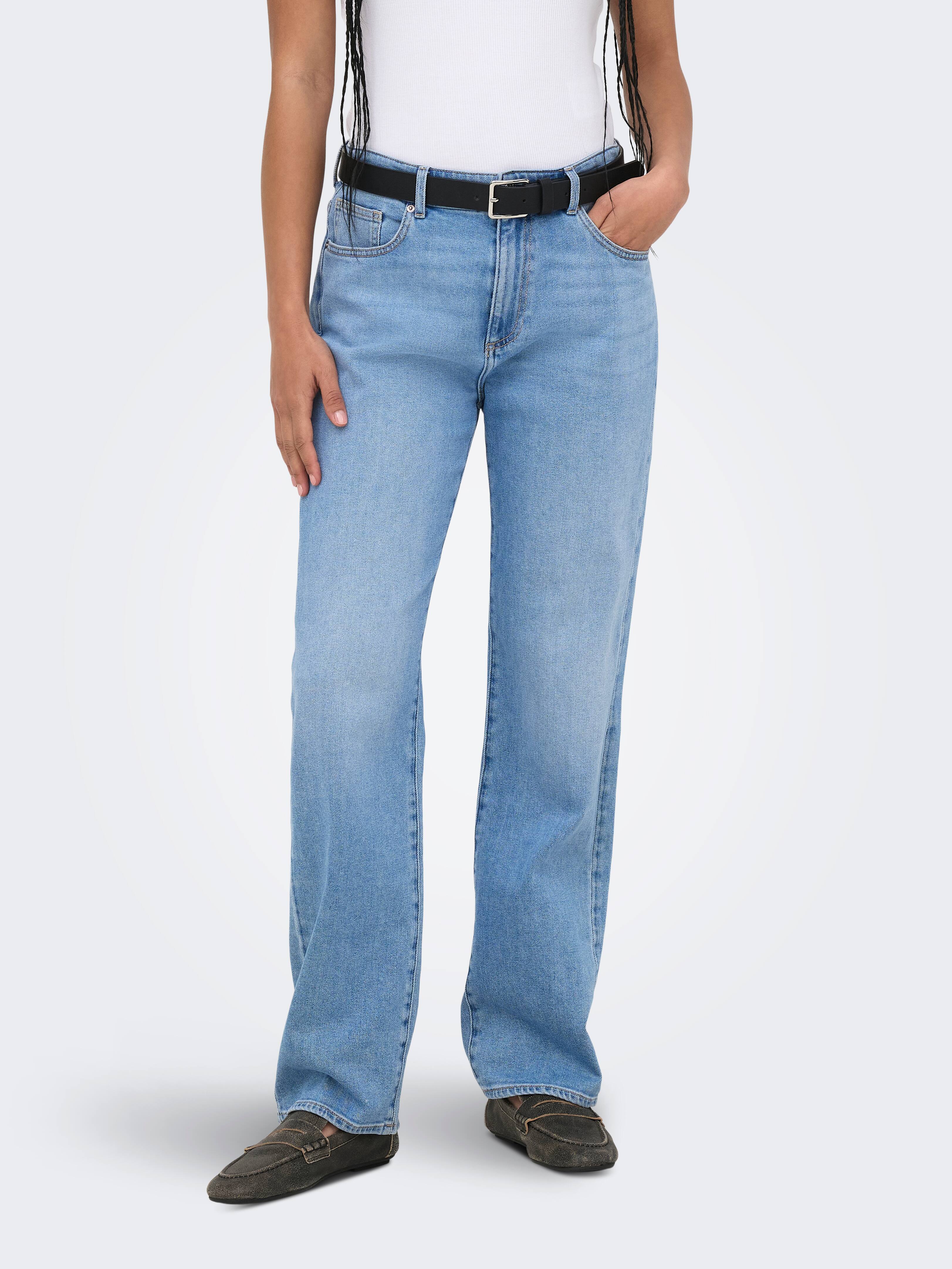 Kansas Mid Straight Ankle Jeans In Light Blue Denim