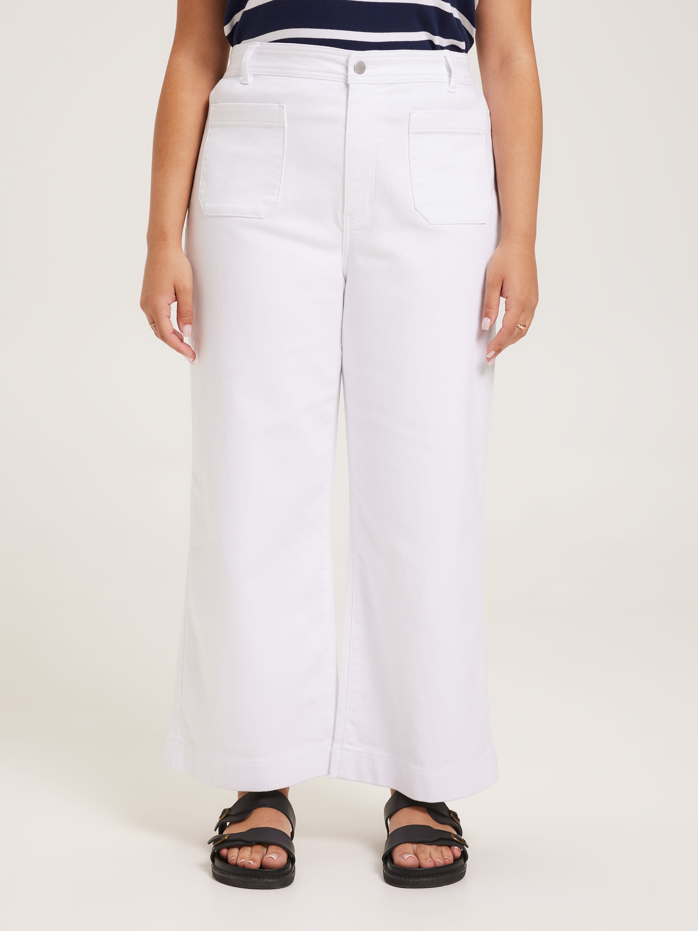 Cato Fashions | Cato Cropped Distressed White Jeans