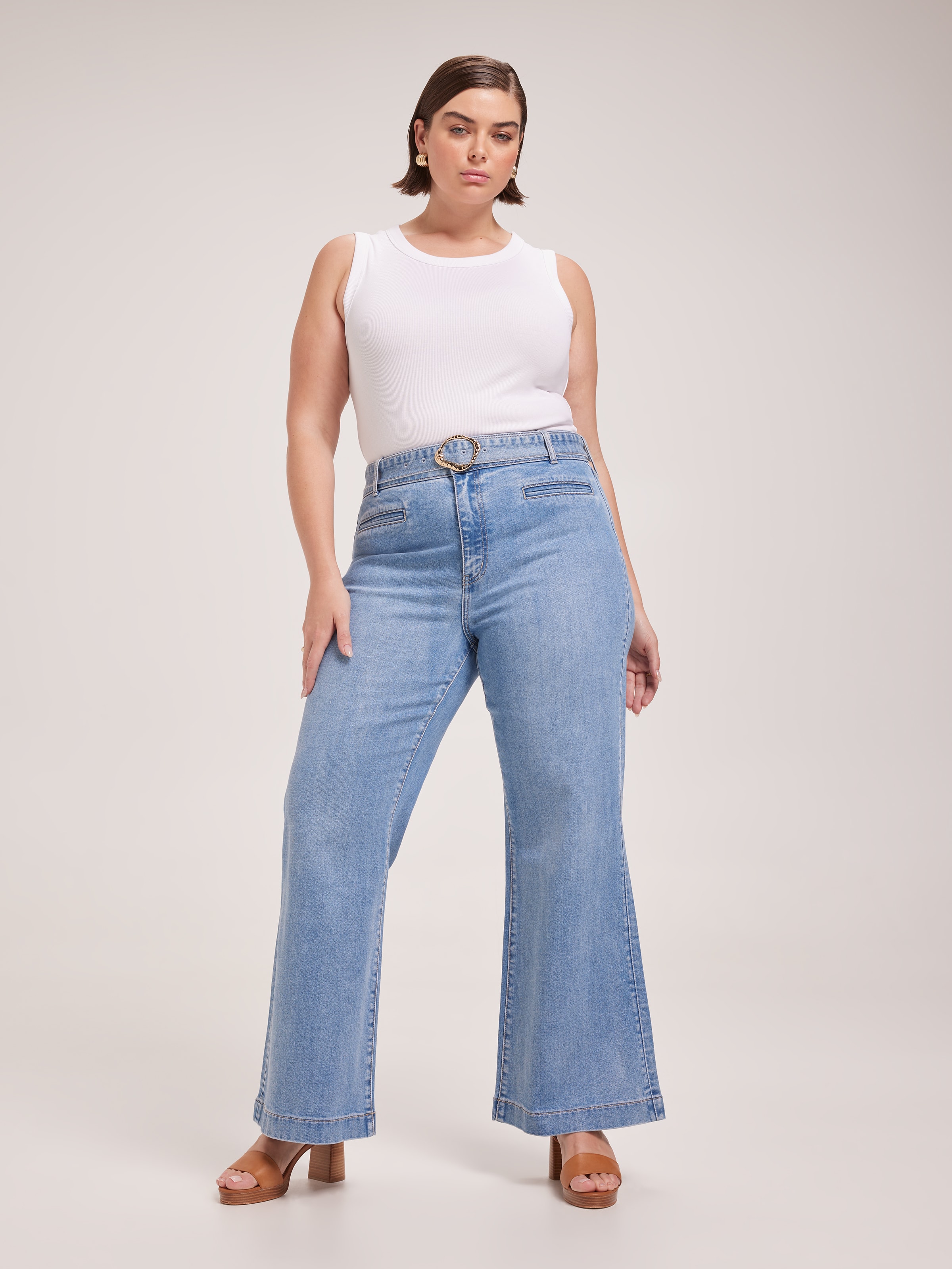 Curve Super Belted High Rise Slim Wide Jean