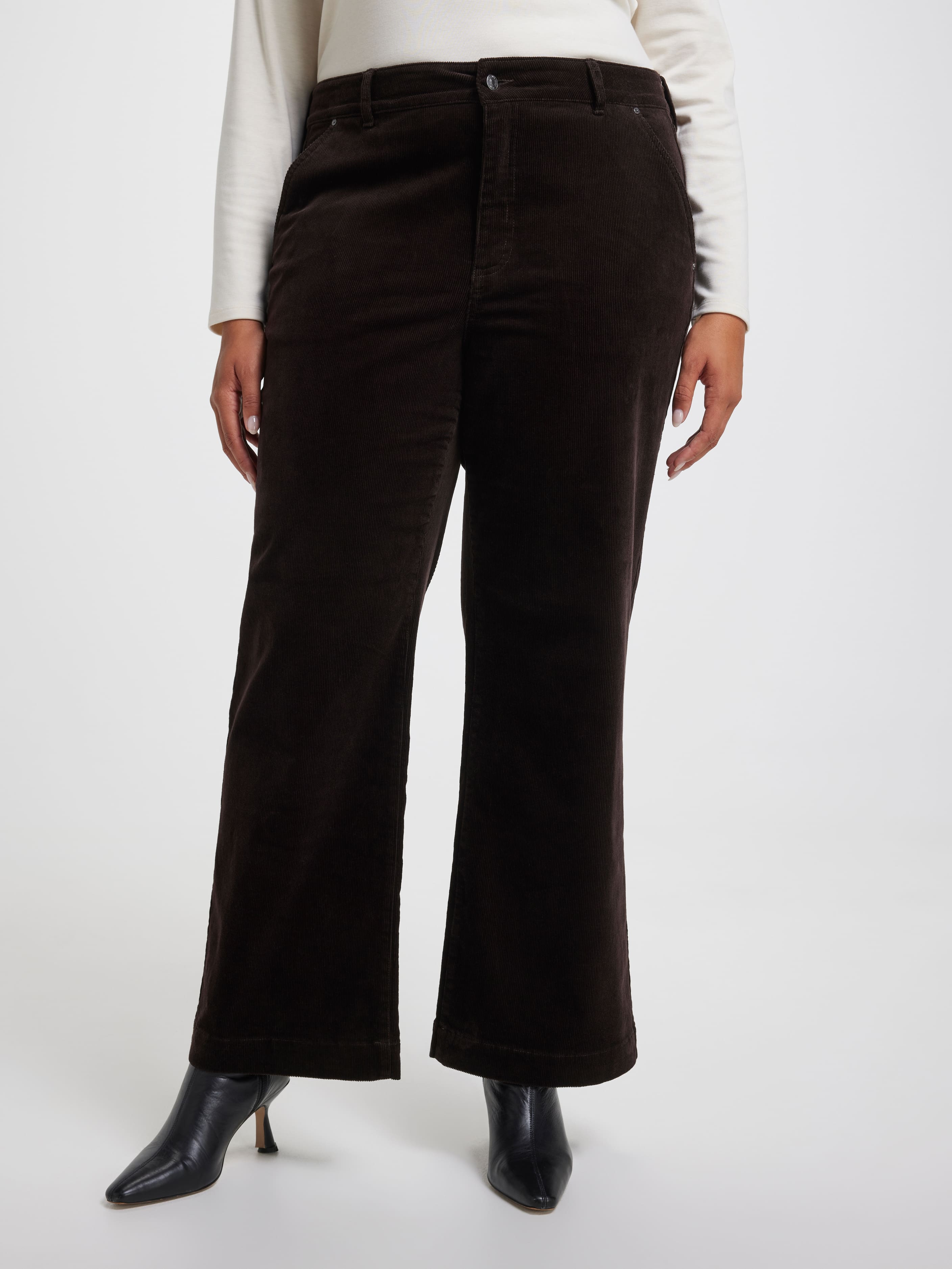 Curve Cord High Rise Wide Leg Pocket Trouser