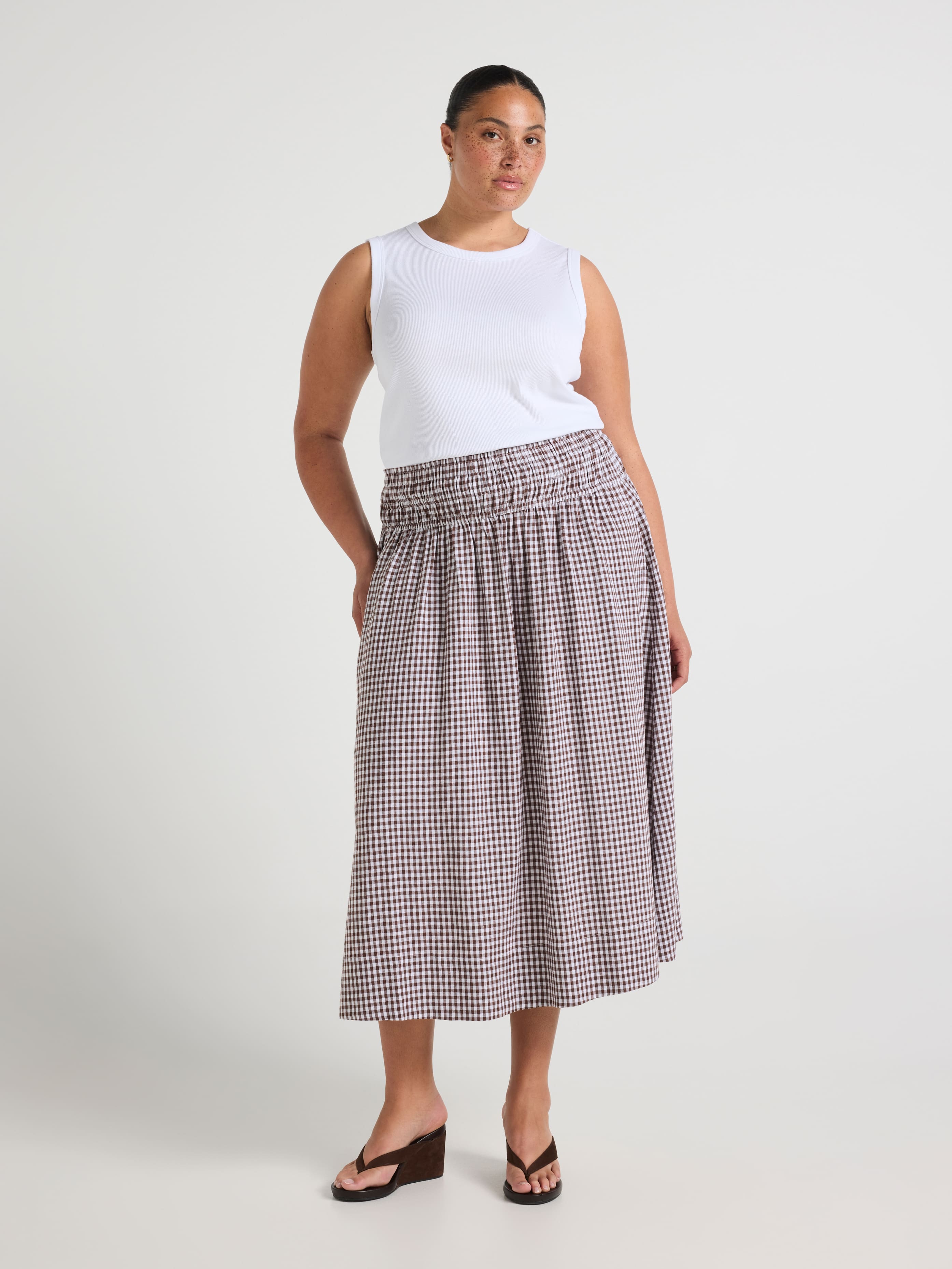 Curve Shirred Maxi Skirt