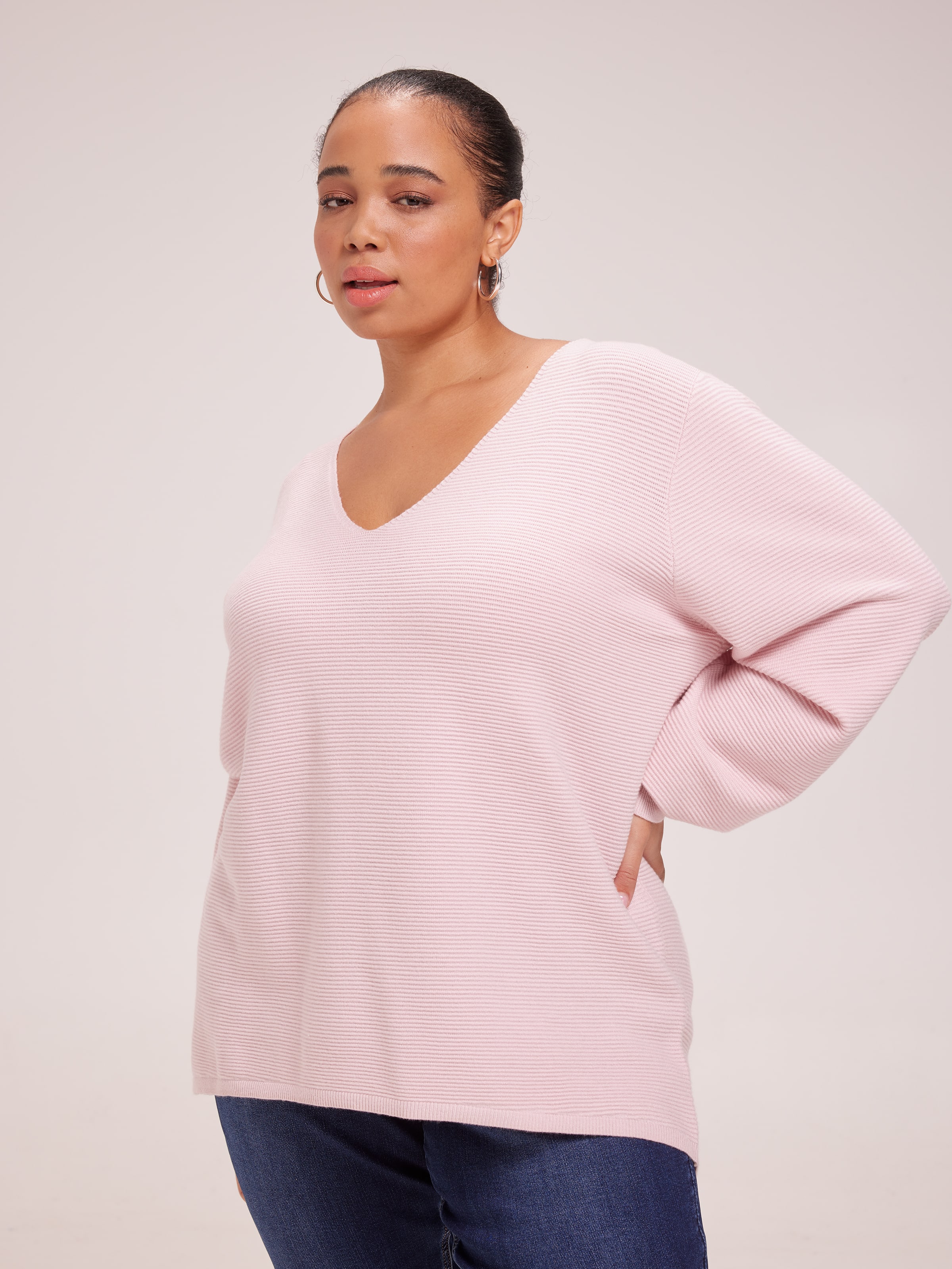 Curve Paige V Neck Ottoman Pullover