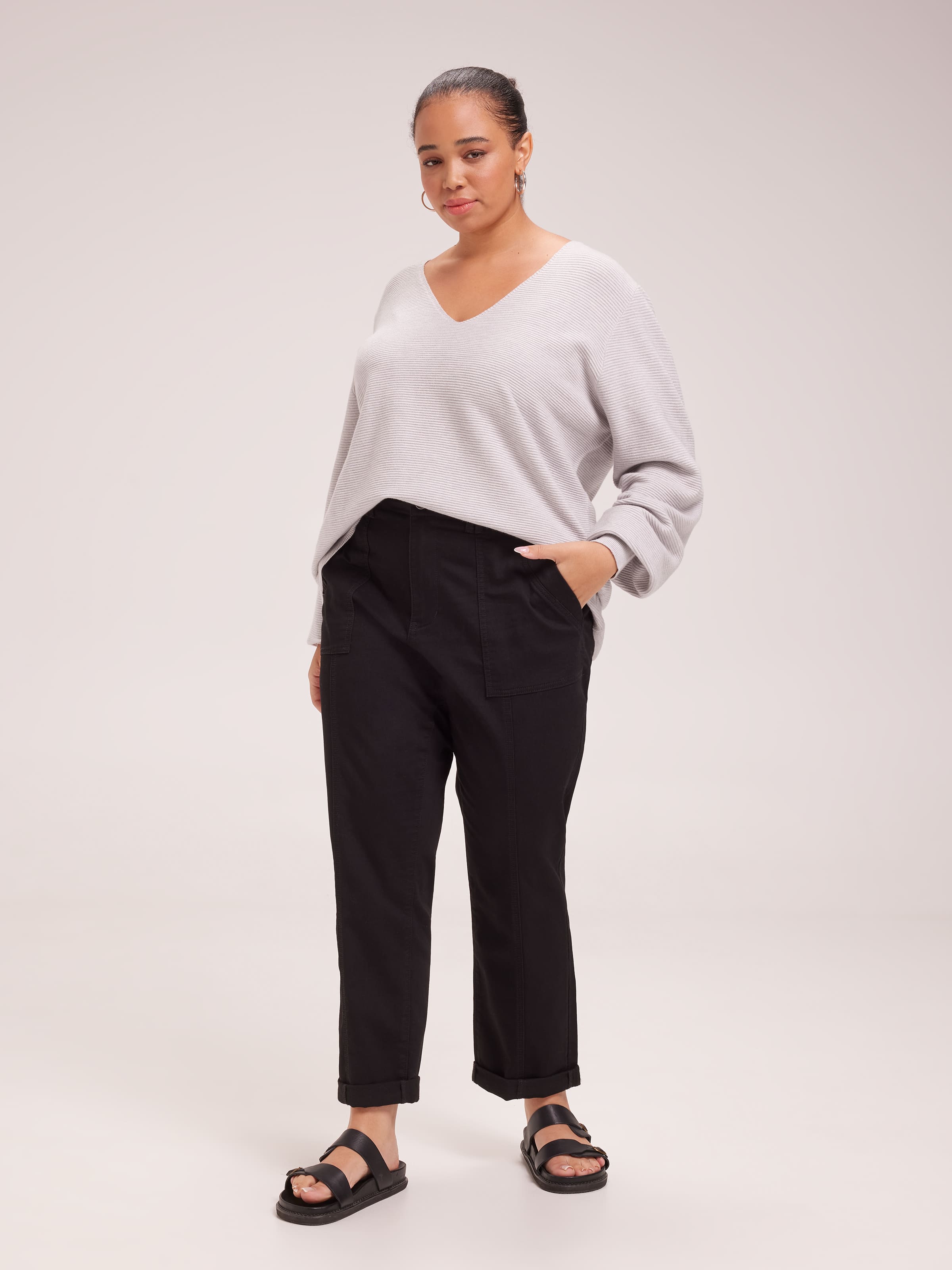 Curve Paige V Neck Ottoman Pullover