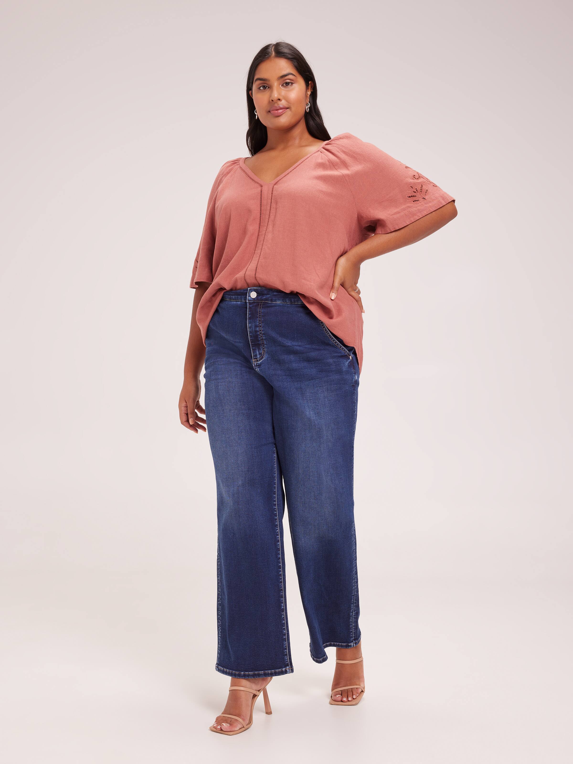 Curve Millie Embroidered Linen Top