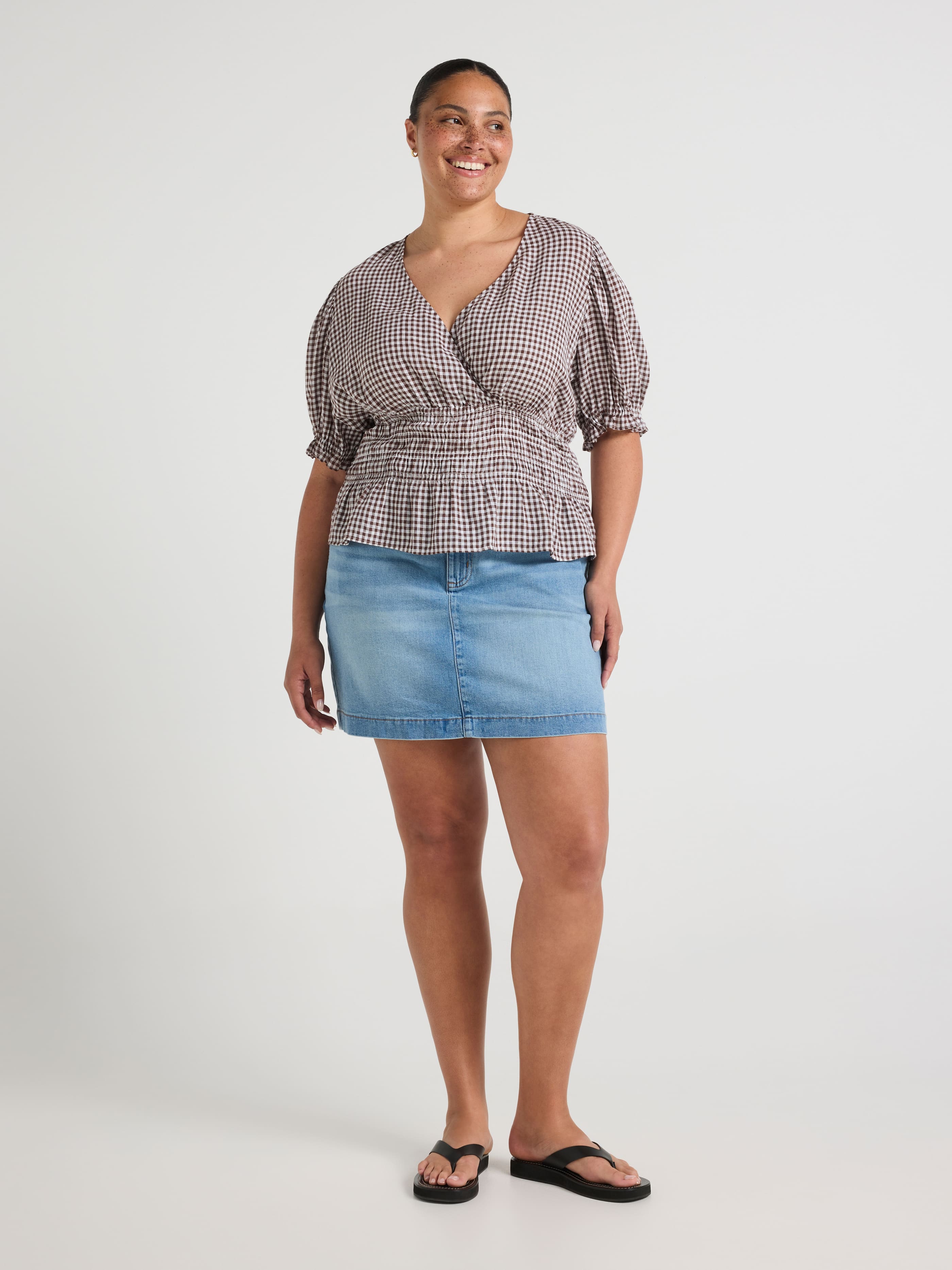 Curve Bronwyn Short Sleeve Shirred Top
