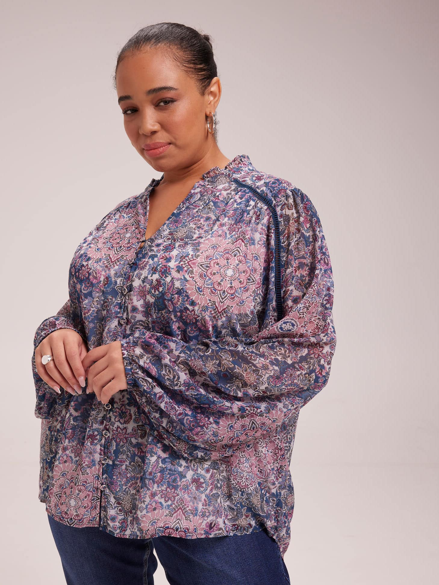 Image for Curve Drew Button Through Blouse from JustGroupNZ