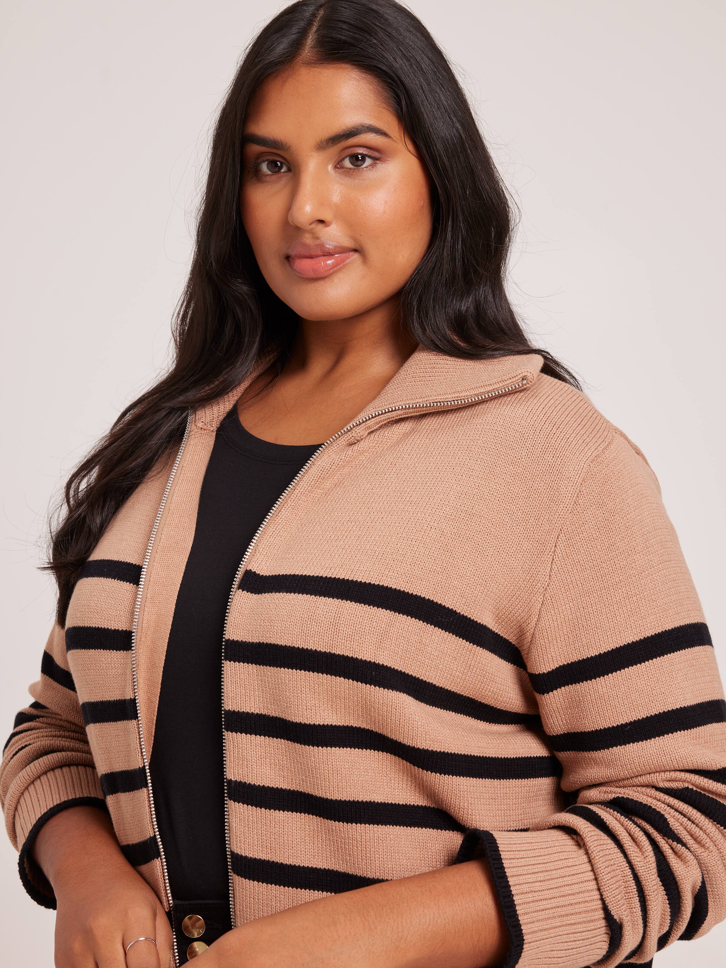 Curve Clara High Neck Zip Through Cardi
