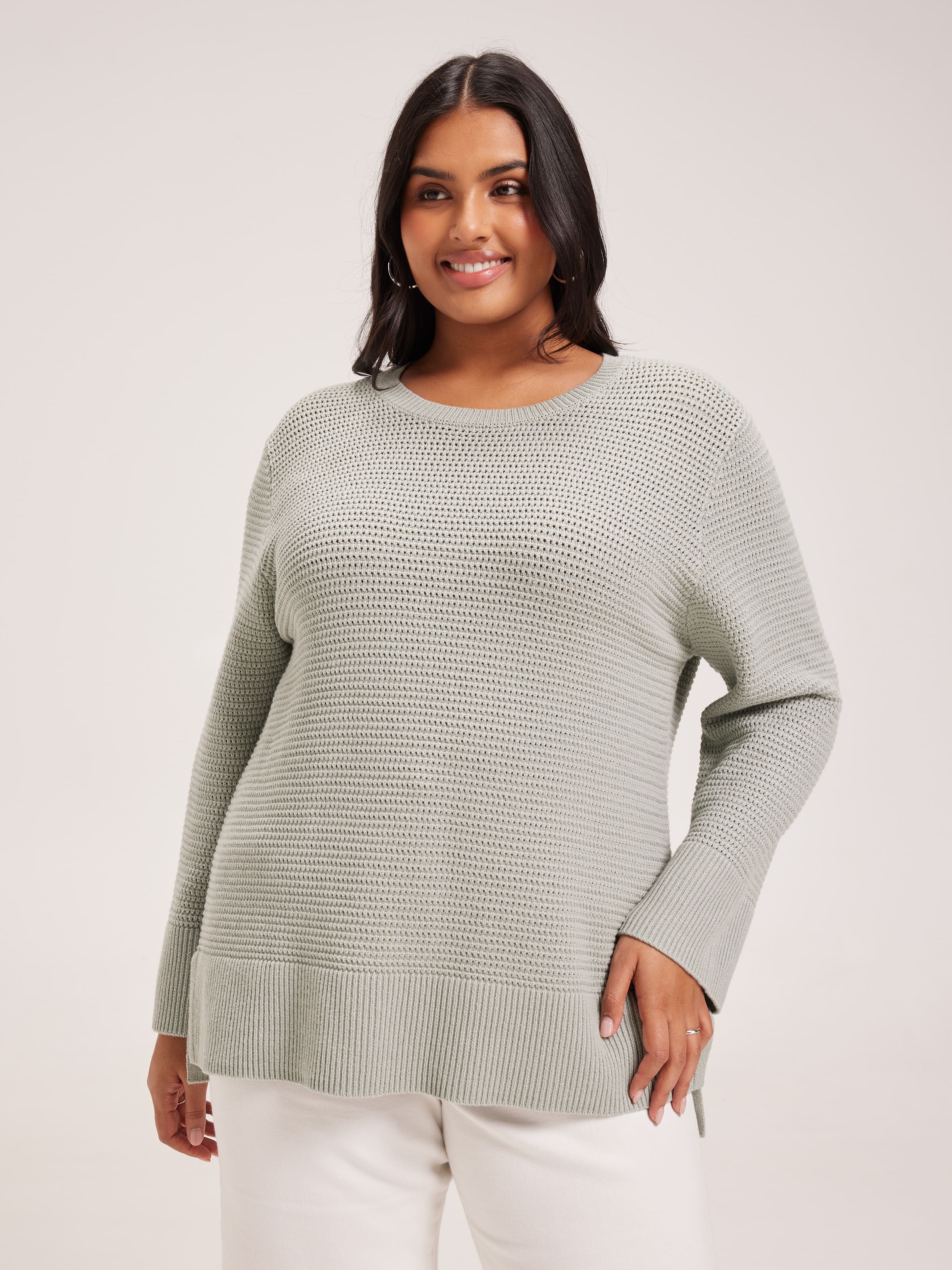 Curve Robyn Textured Crew Pullover