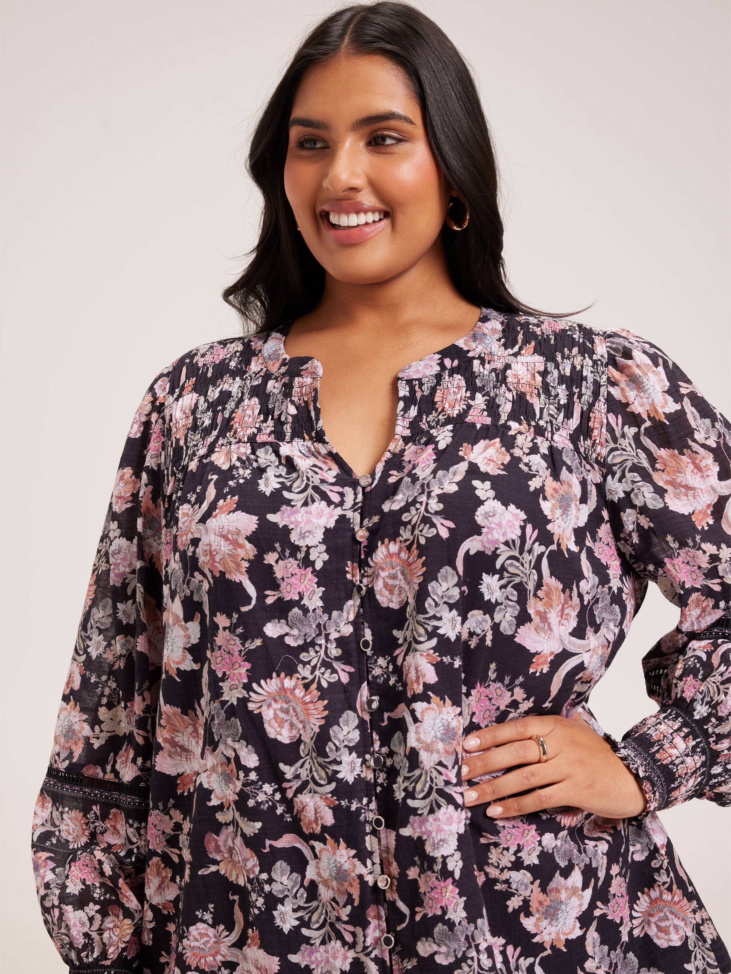 Curve Freya Button Through Blouse