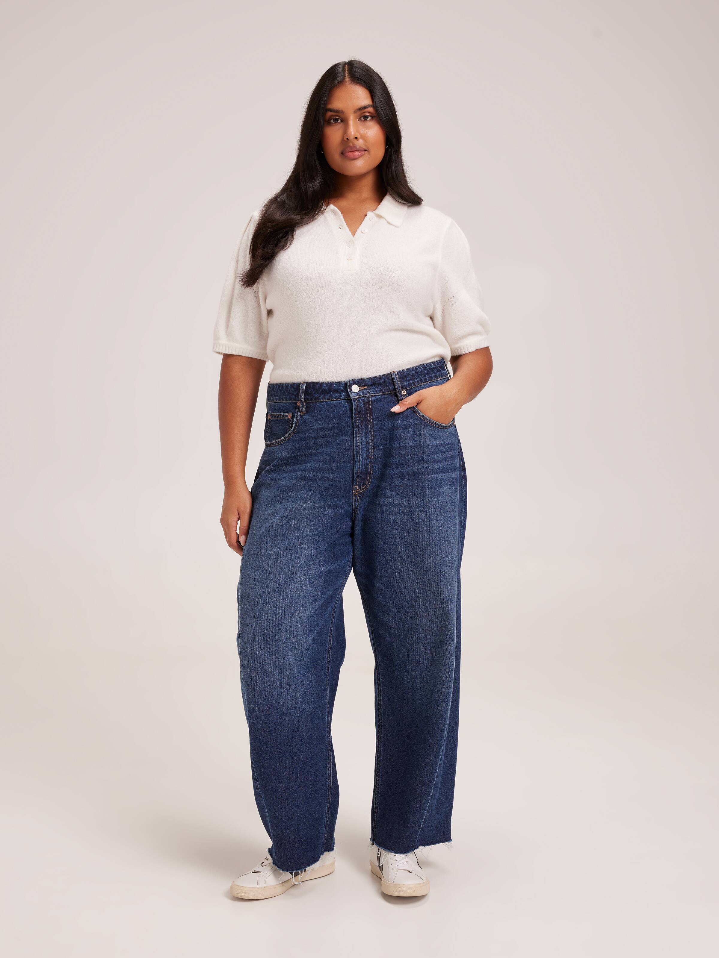 Curve Belinda Puff Sleeve Polo Knit