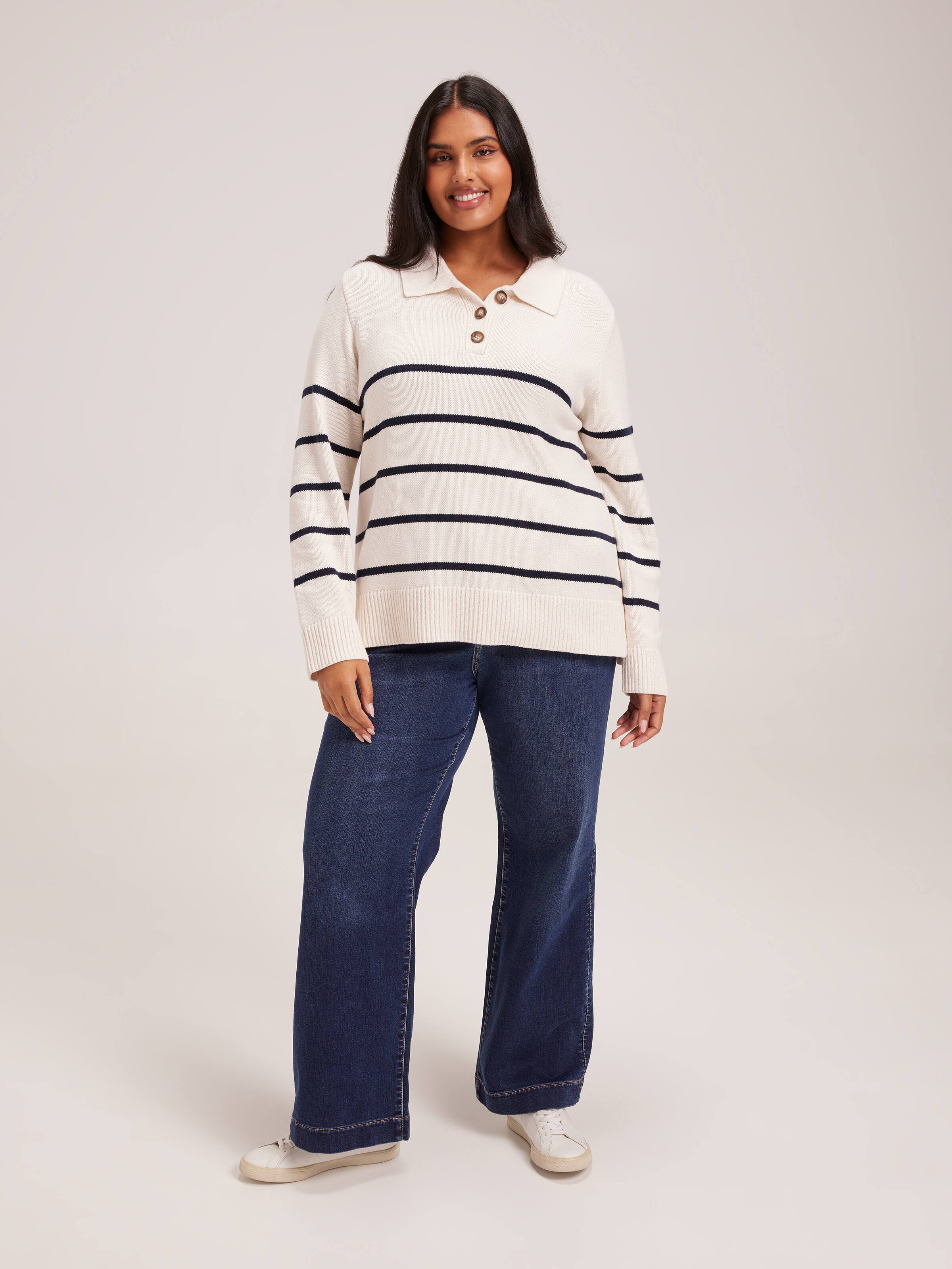 Curve Harper Collar Button Pullover