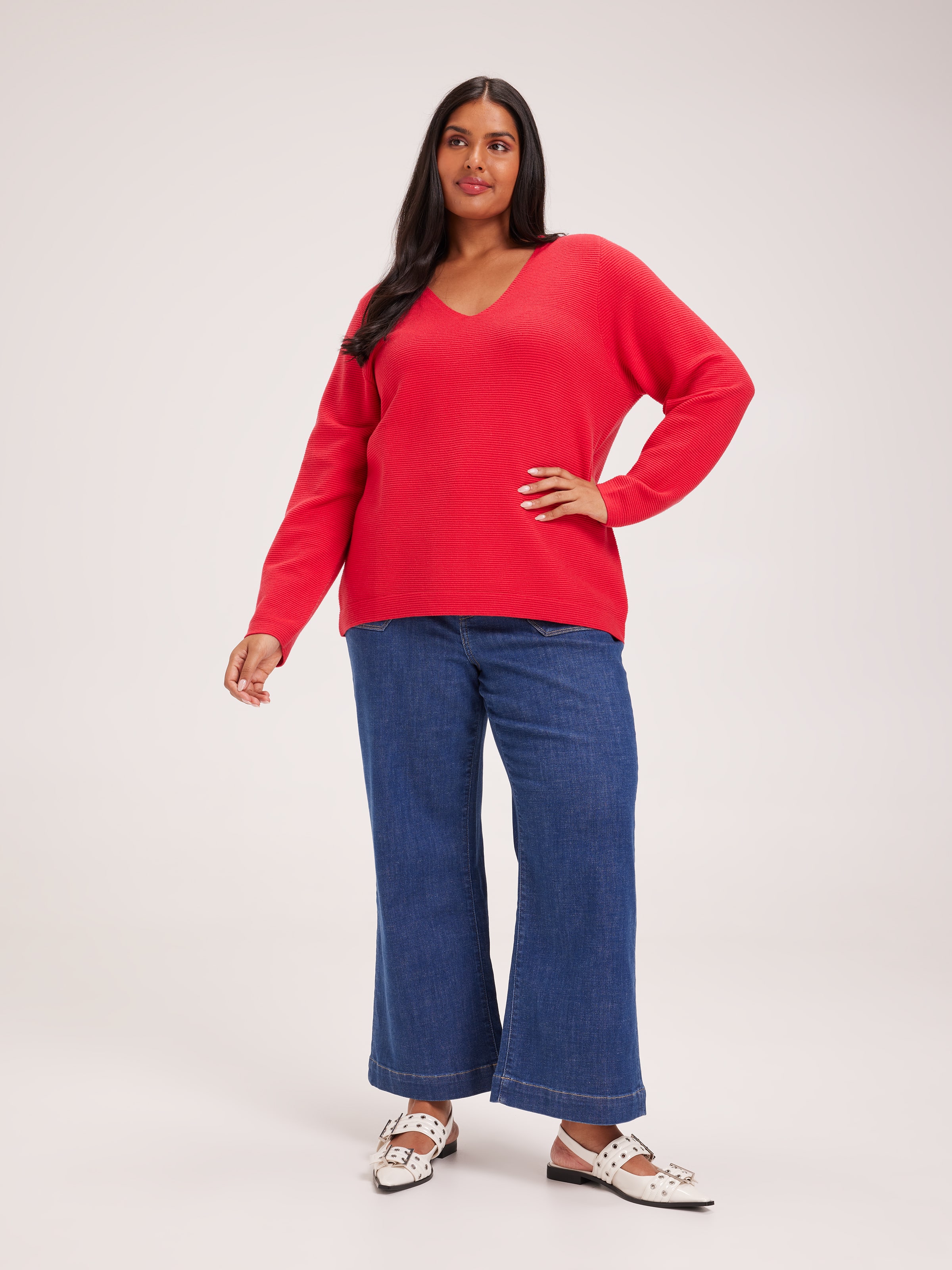 Curve Phoebe V-Neck Ottoman Pullover