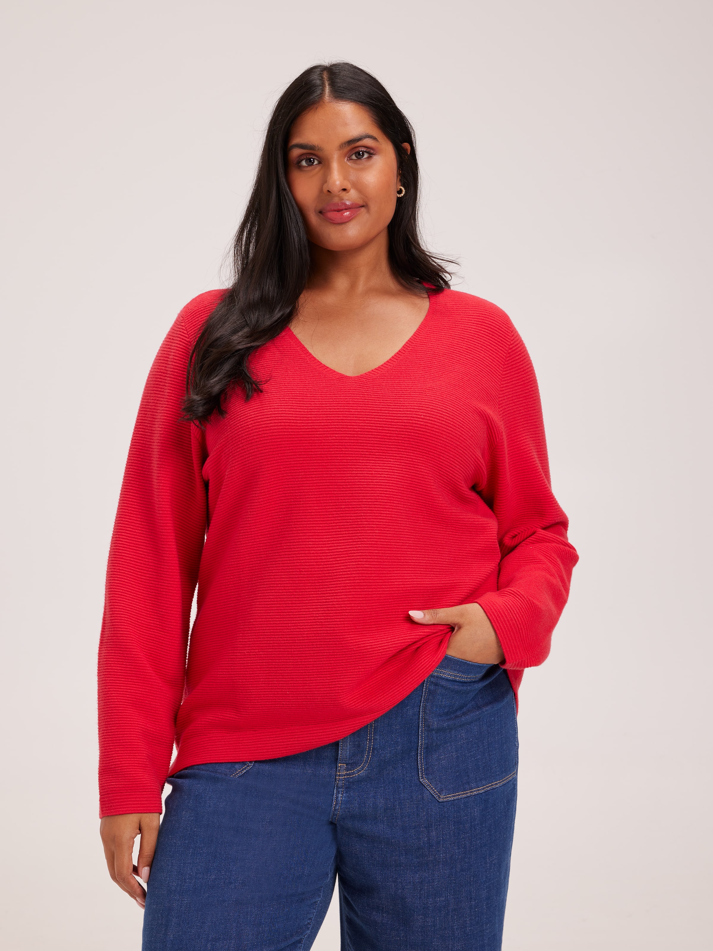 Curve Phoebe V-Neck Ottoman Pullover