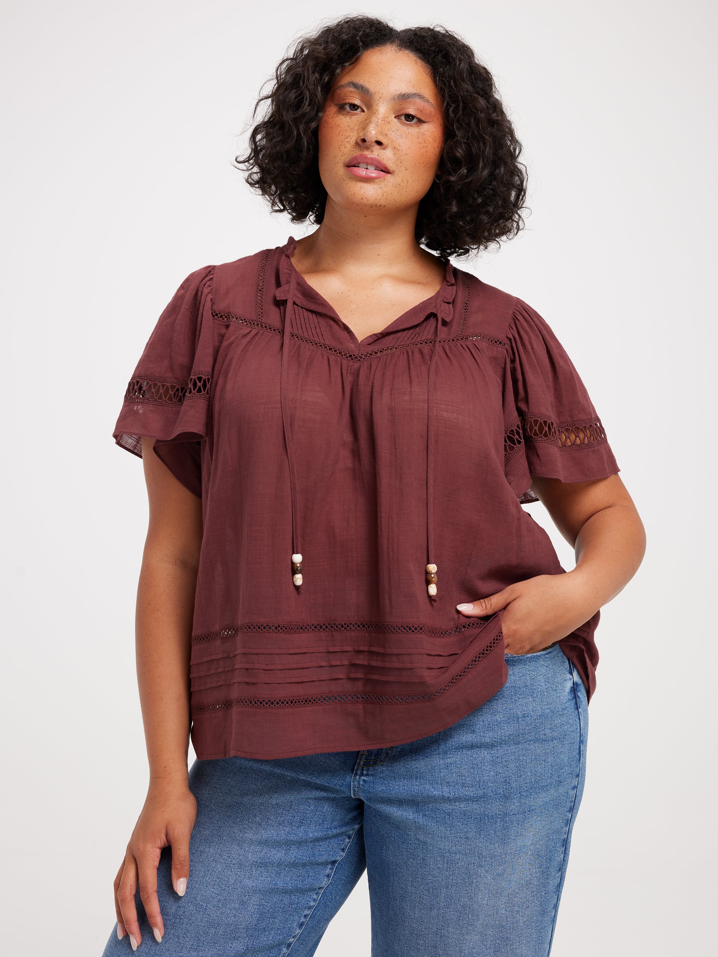 Medina Short Sleeve Lace Insert Top