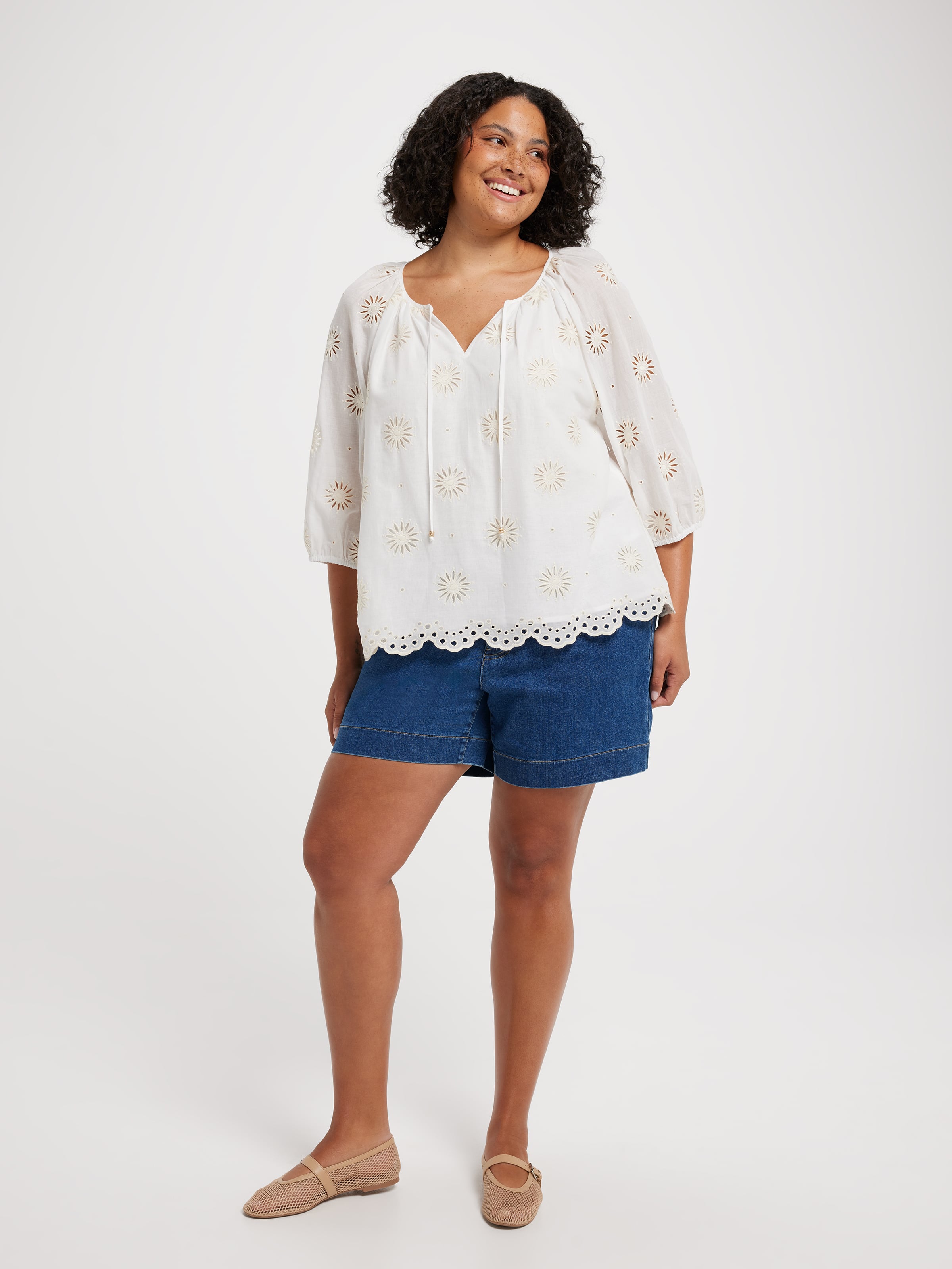 Curve Romy 3/4 Sleeve Volume Blouse