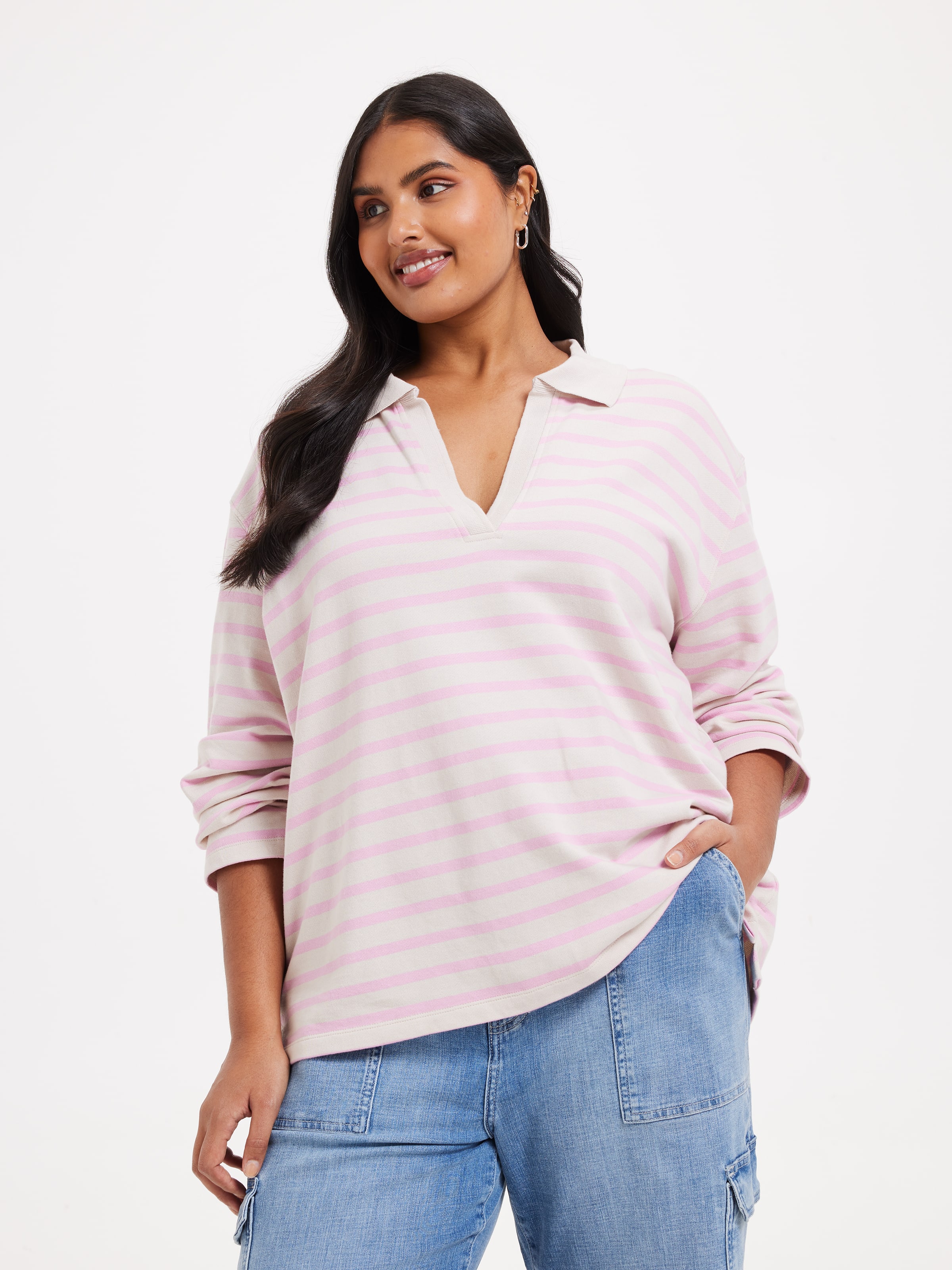 Curve Jessi Rugby Stripe Top