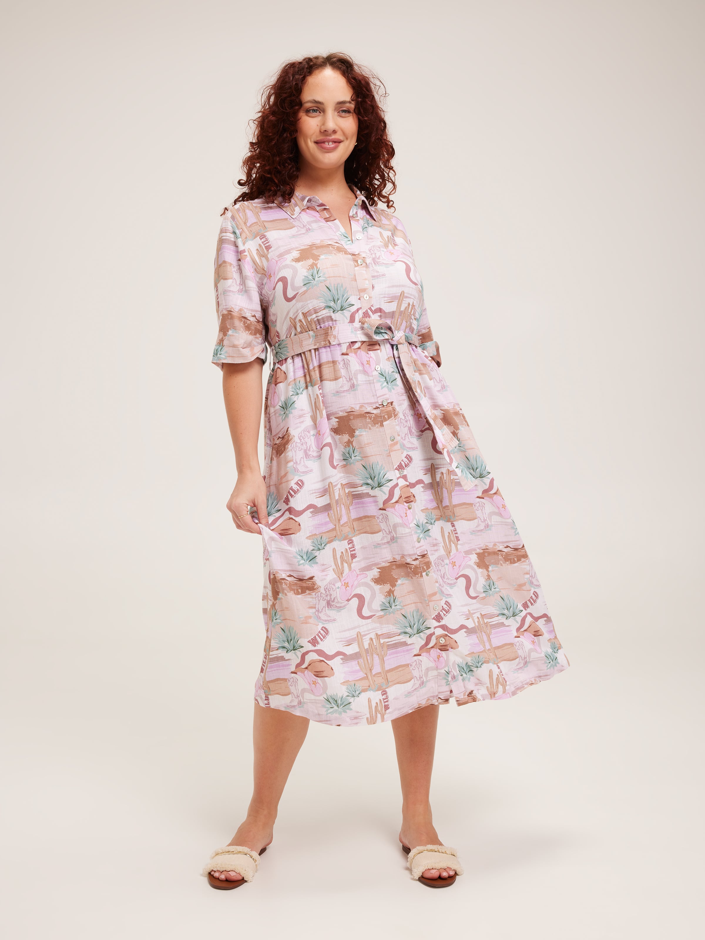 Curve Leah Button Through Dress