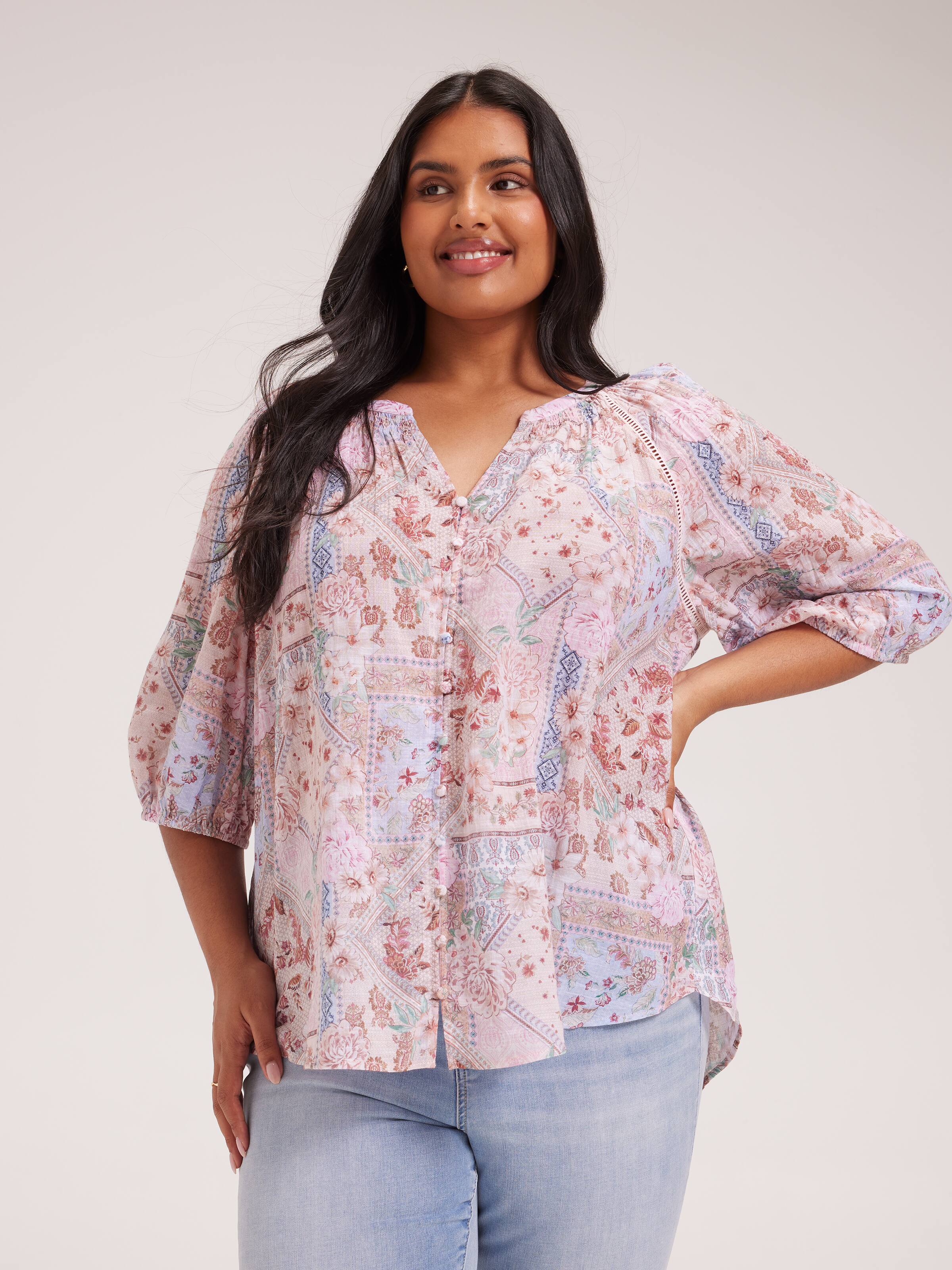 Curve Athena 3/4 Sleeve Blouse