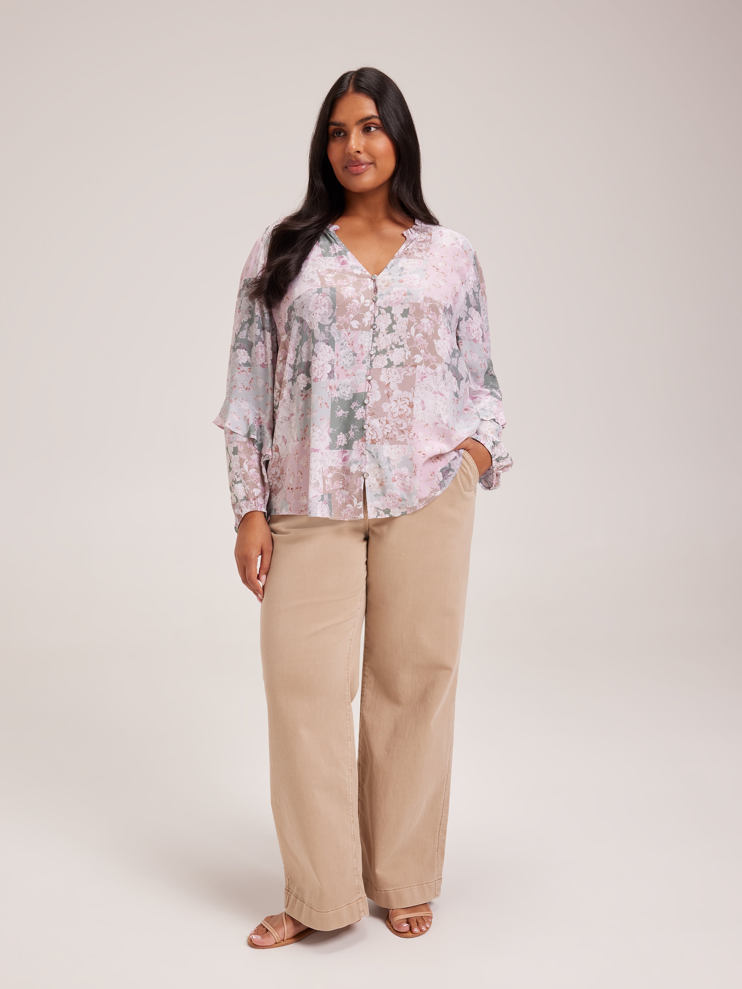 Curve Ivana Frill Sleeve Blouse