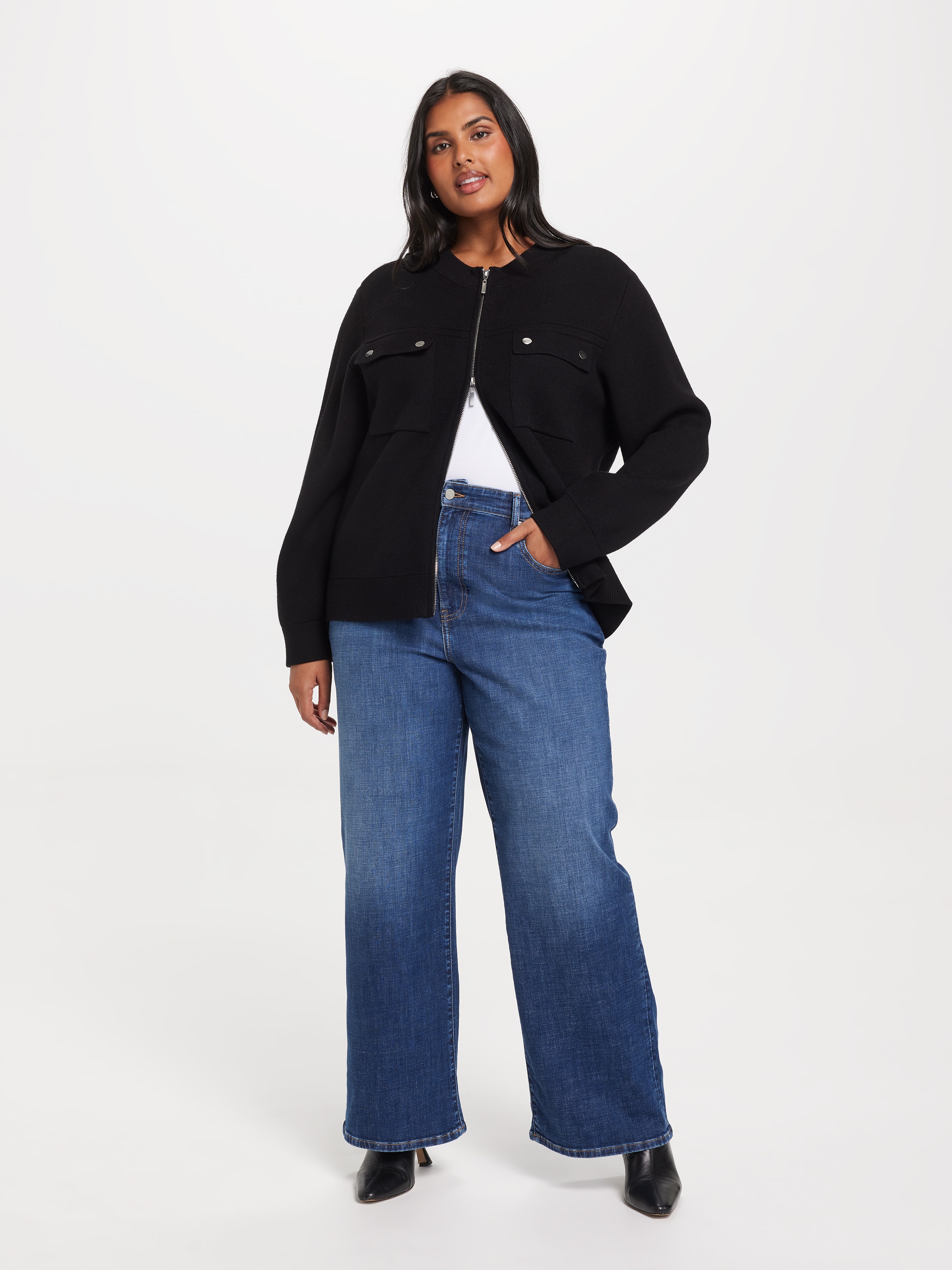 Curve Alexis Pocket Detail Knit Bomber
