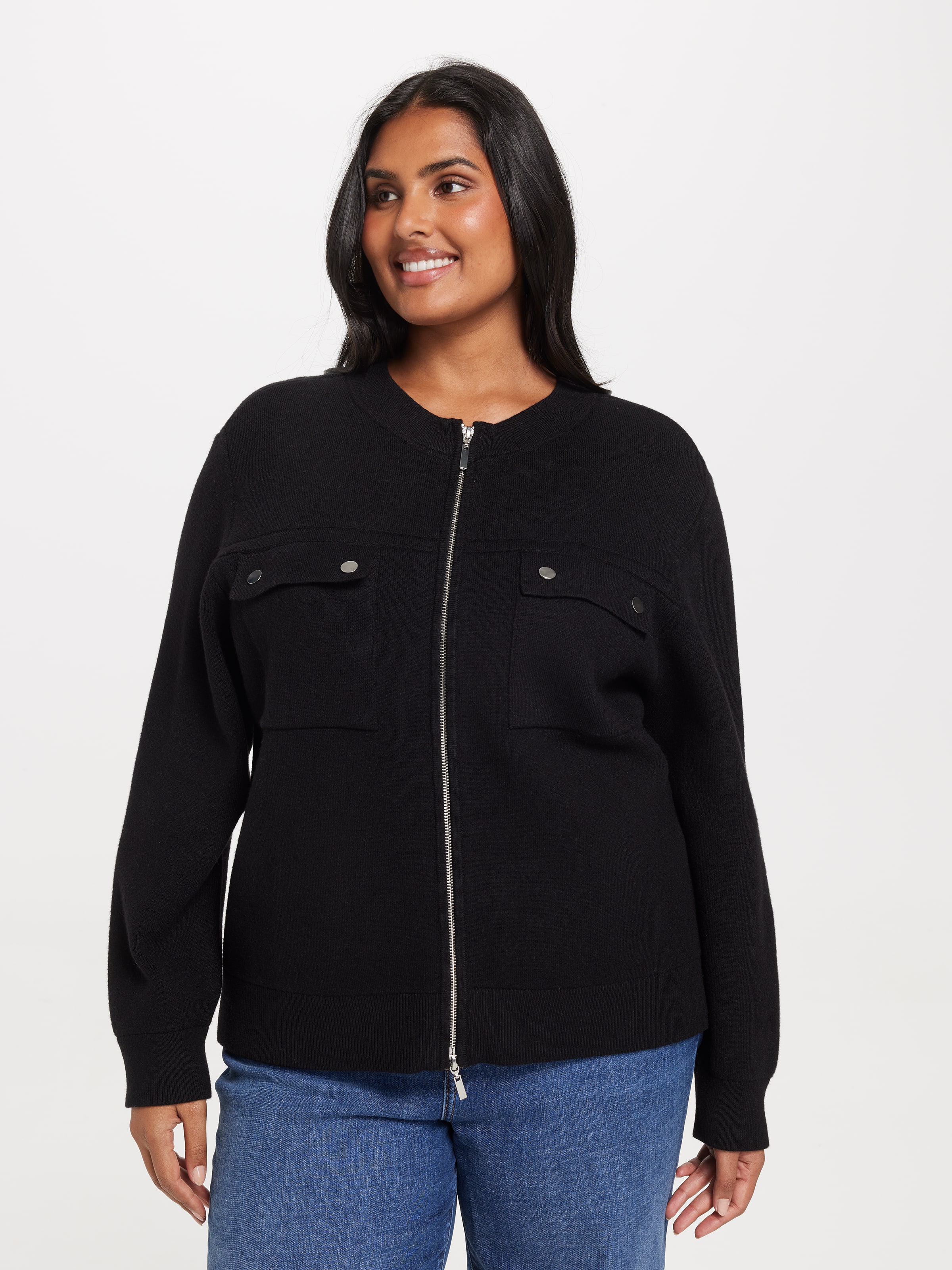 Curve Alexis Pocket Detail Knit Bomber