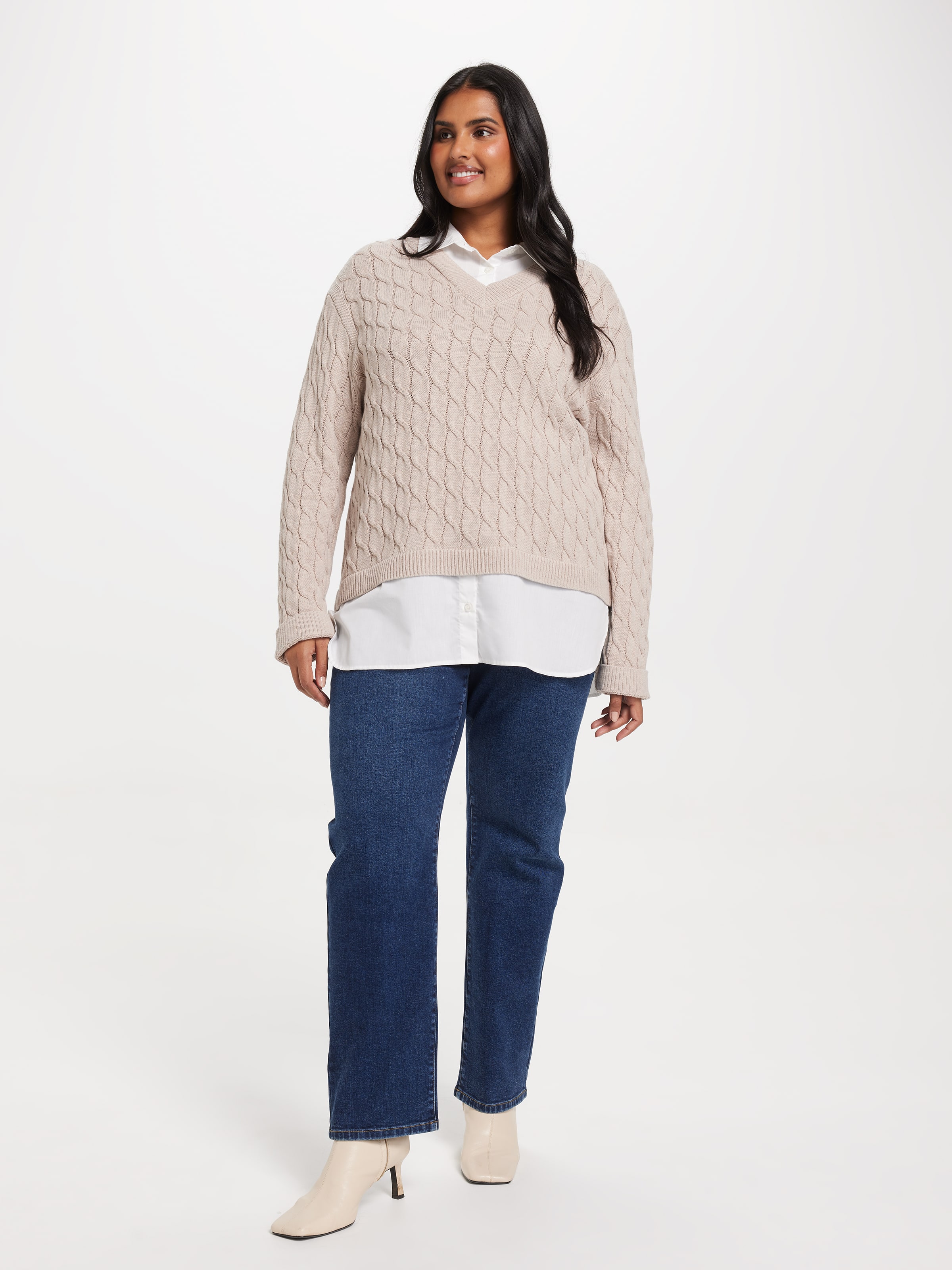 Curve Kelsey Half Shirt Pullover