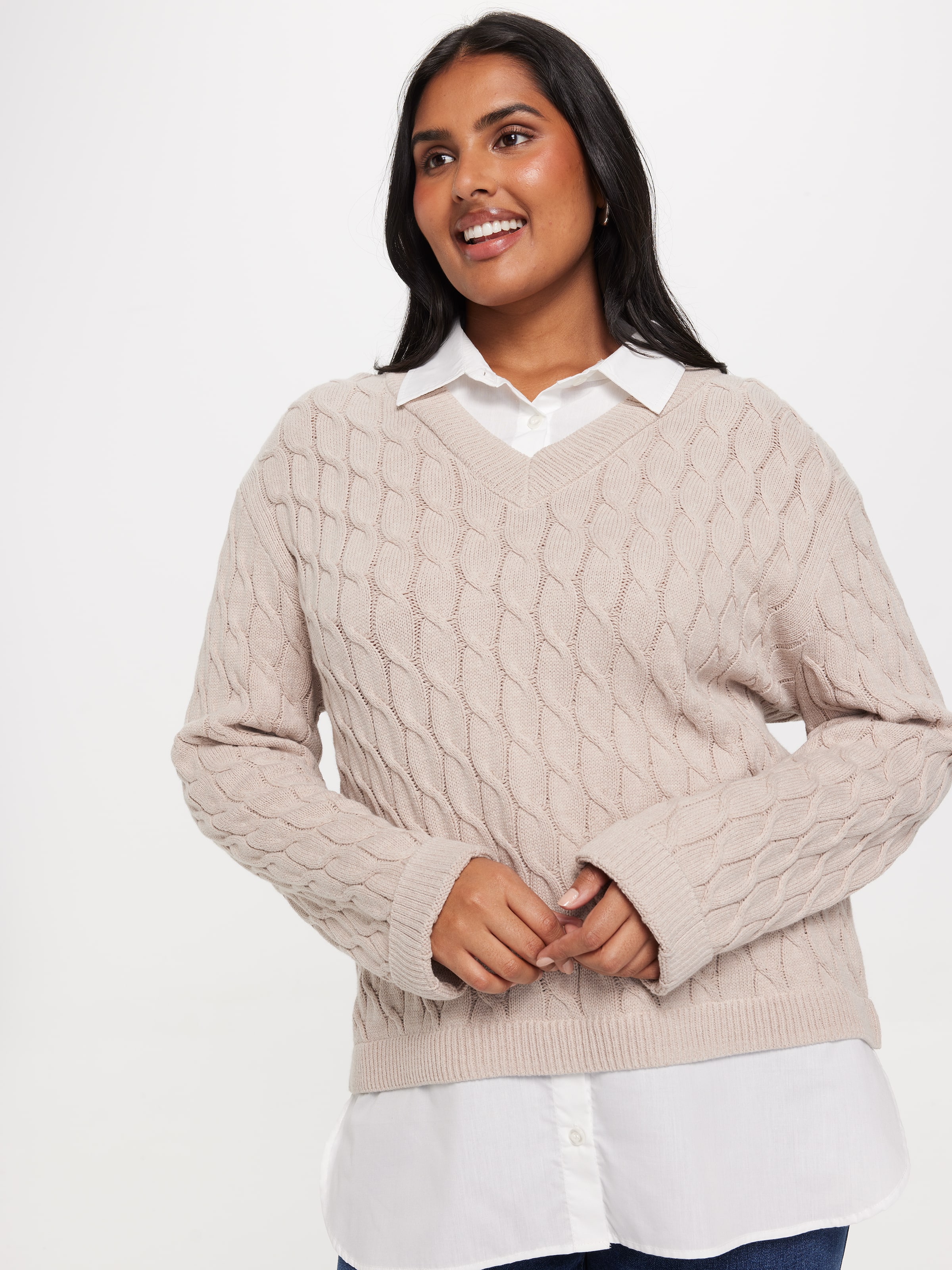 Curve Kelsey Half Shirt Pullover