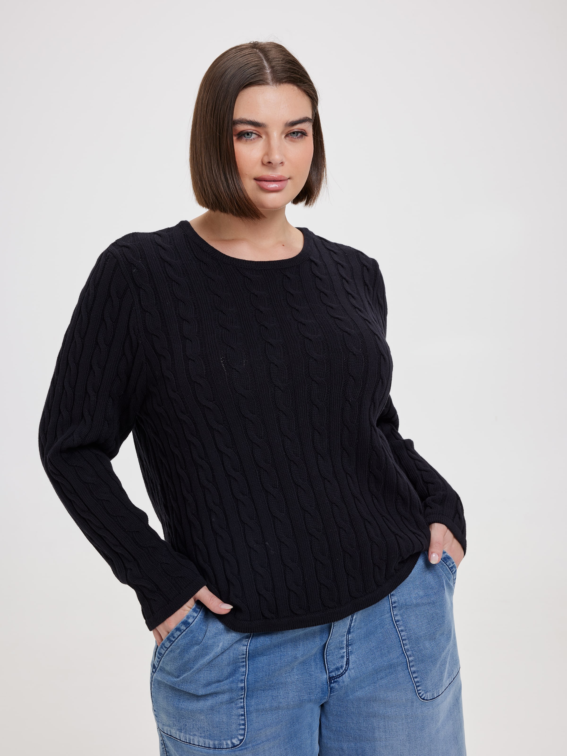 Curve Amelia Scoop Hem Cable Pullover