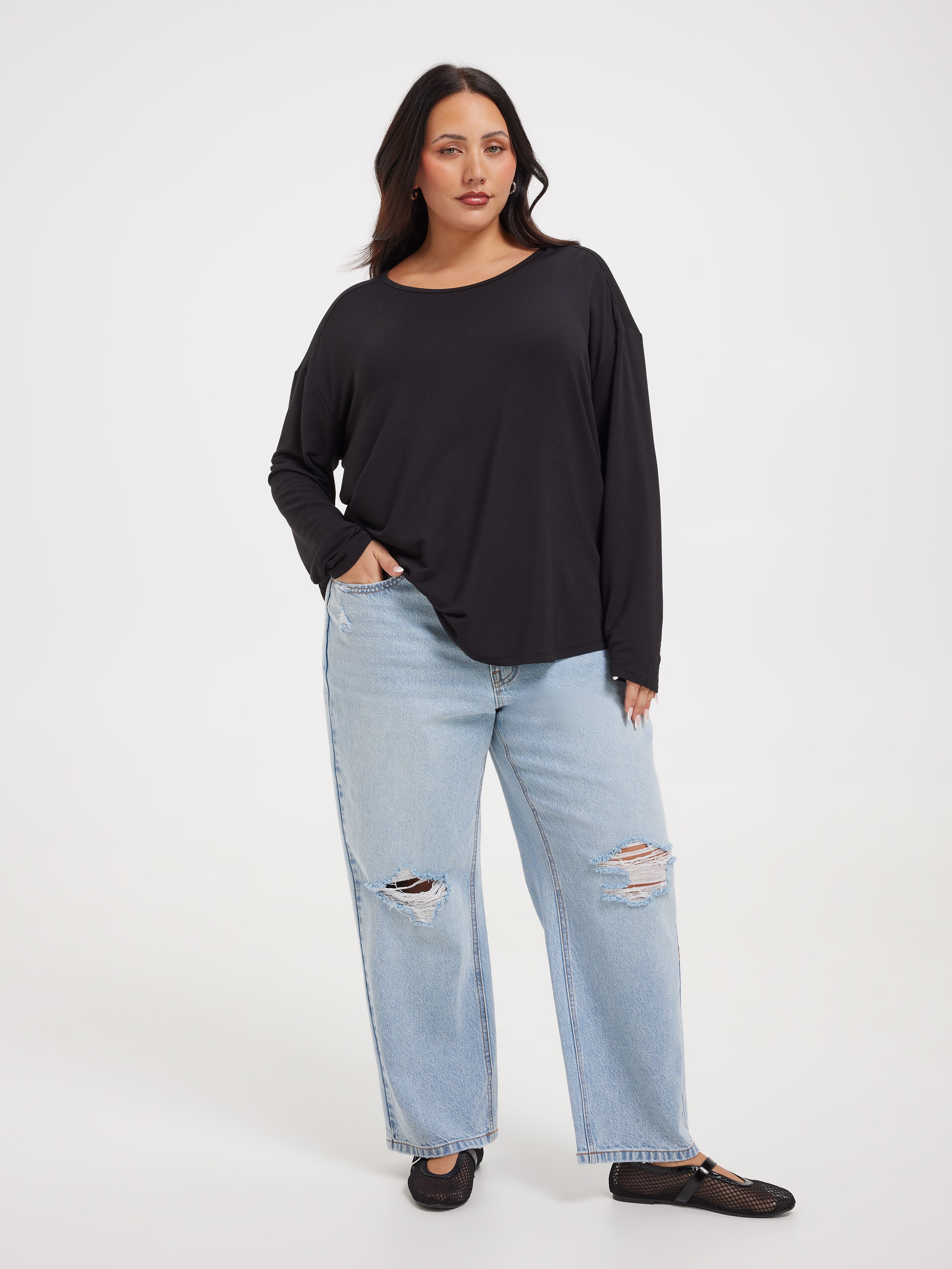 Curve Luxe Long Sleeve Modal Crew Top