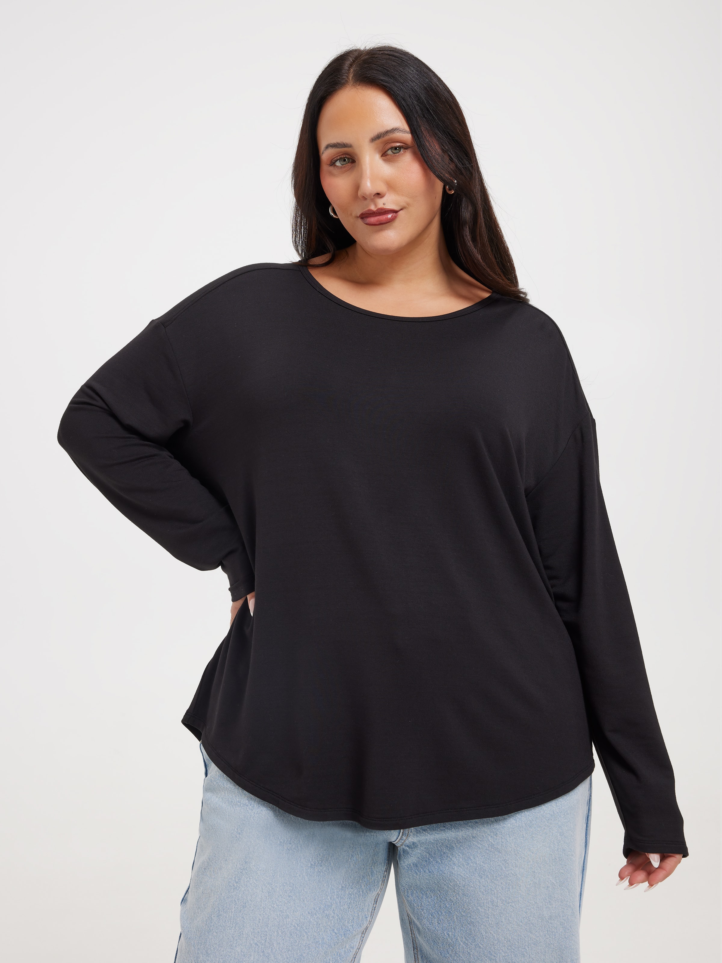 Curve Luxe Long Sleeve Modal Crew Top