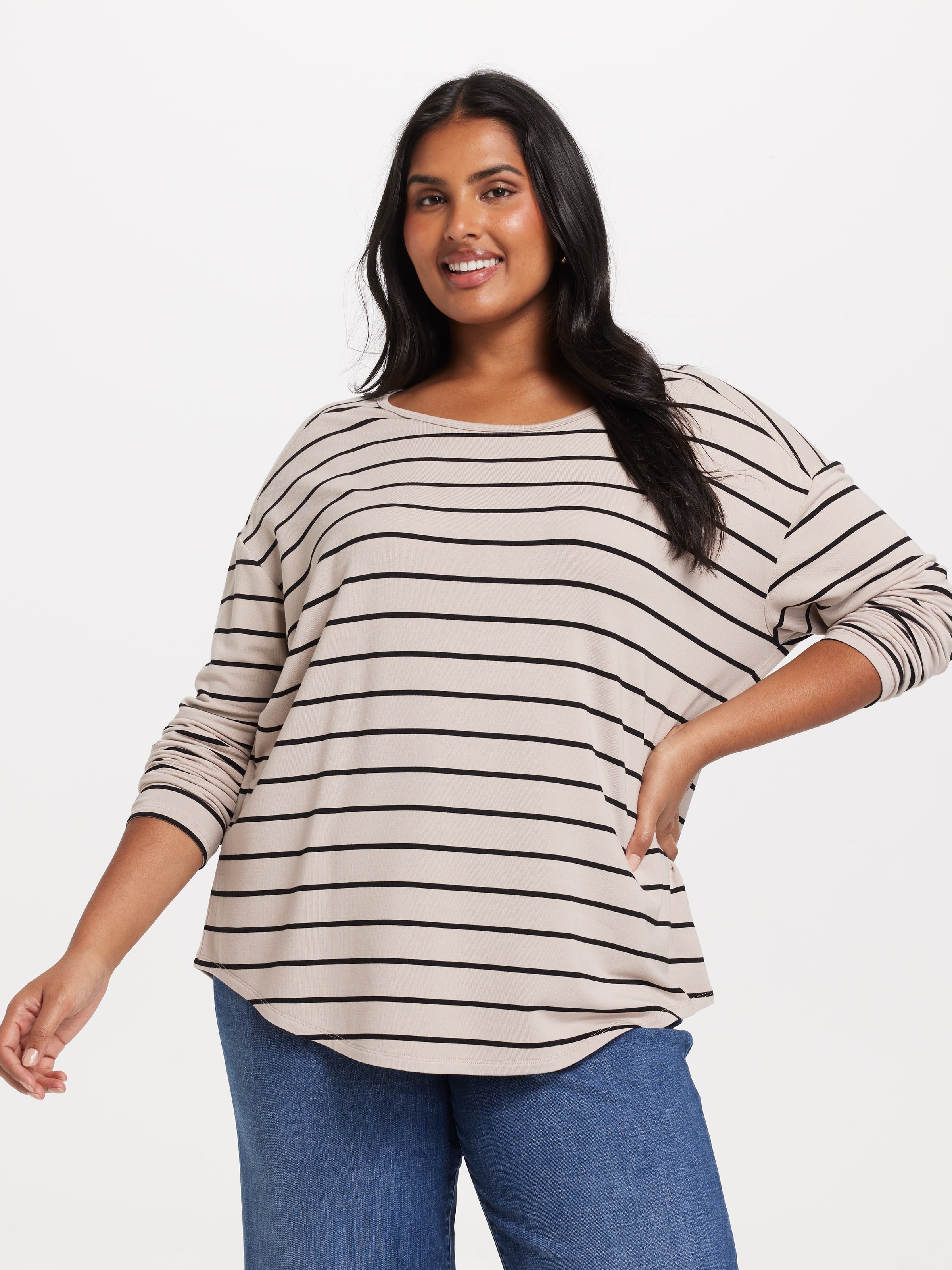 Curve Luxe Long Sleeve Modal Crew Top