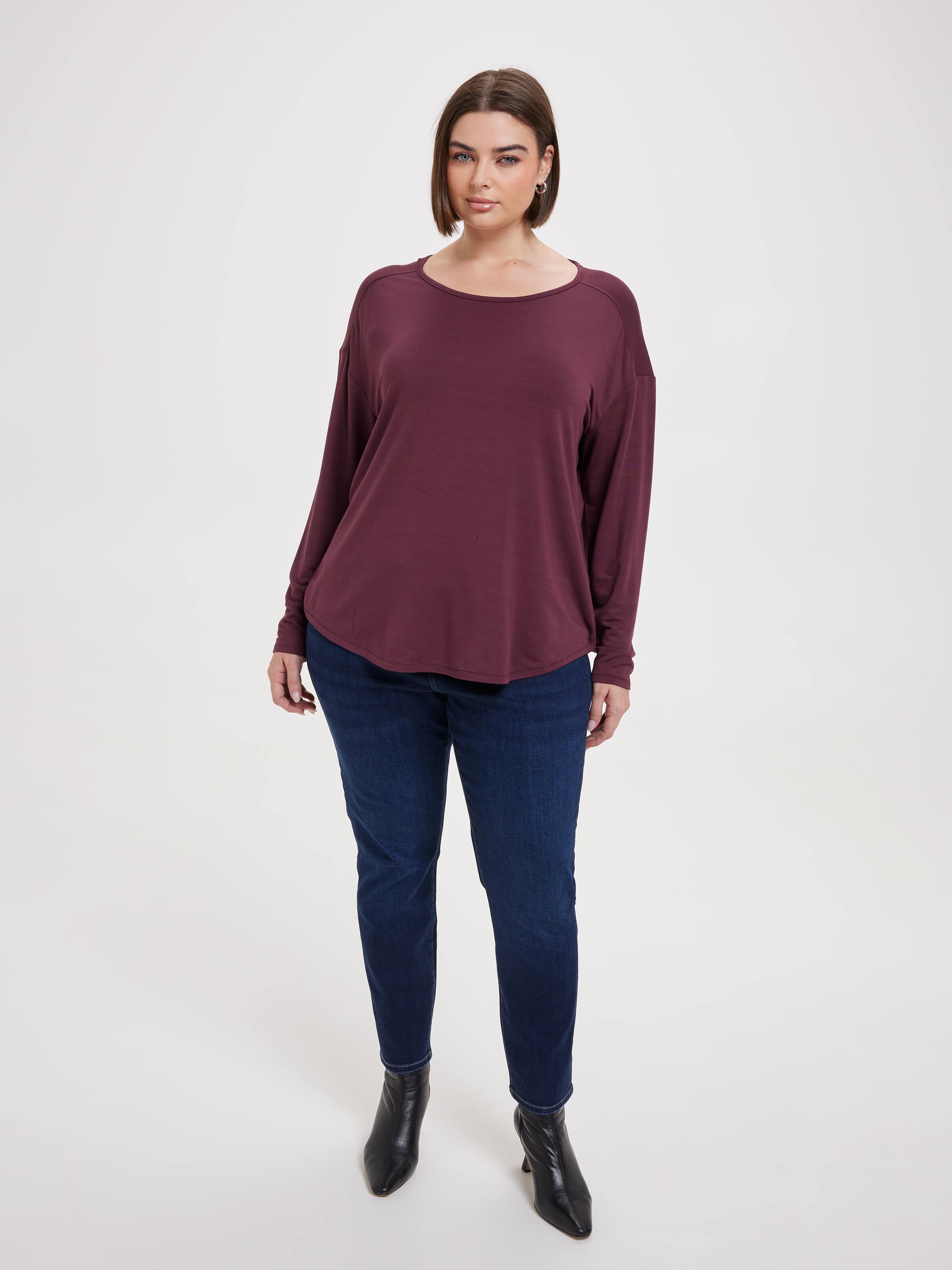 Curve Luxe Long Sleeve Modal Crew Top