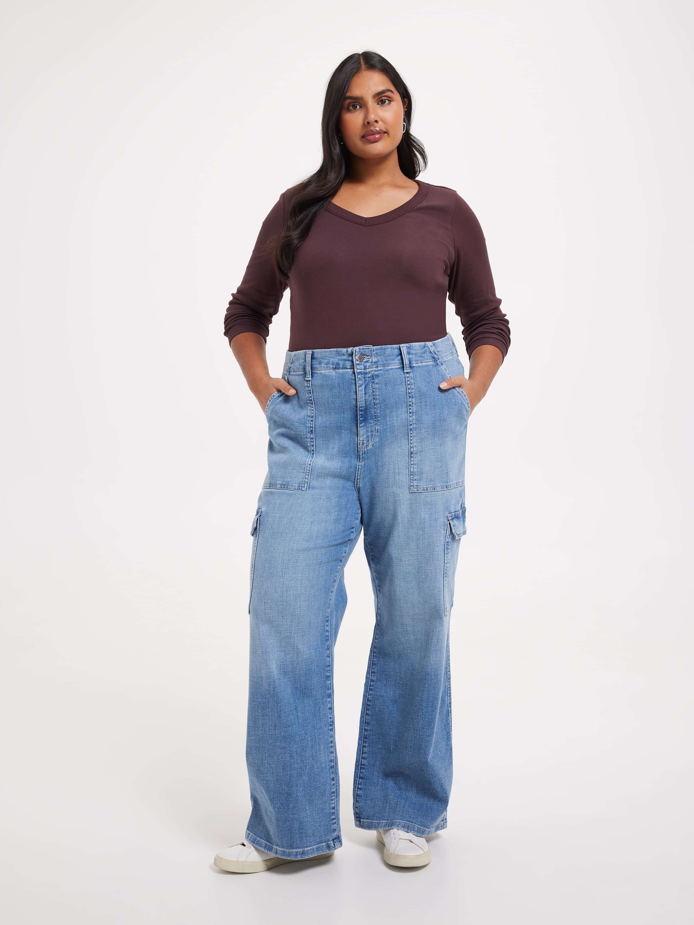 Image for Curve Rib Long Sleeve V-Neck Rib Top from JustGroupNZ
