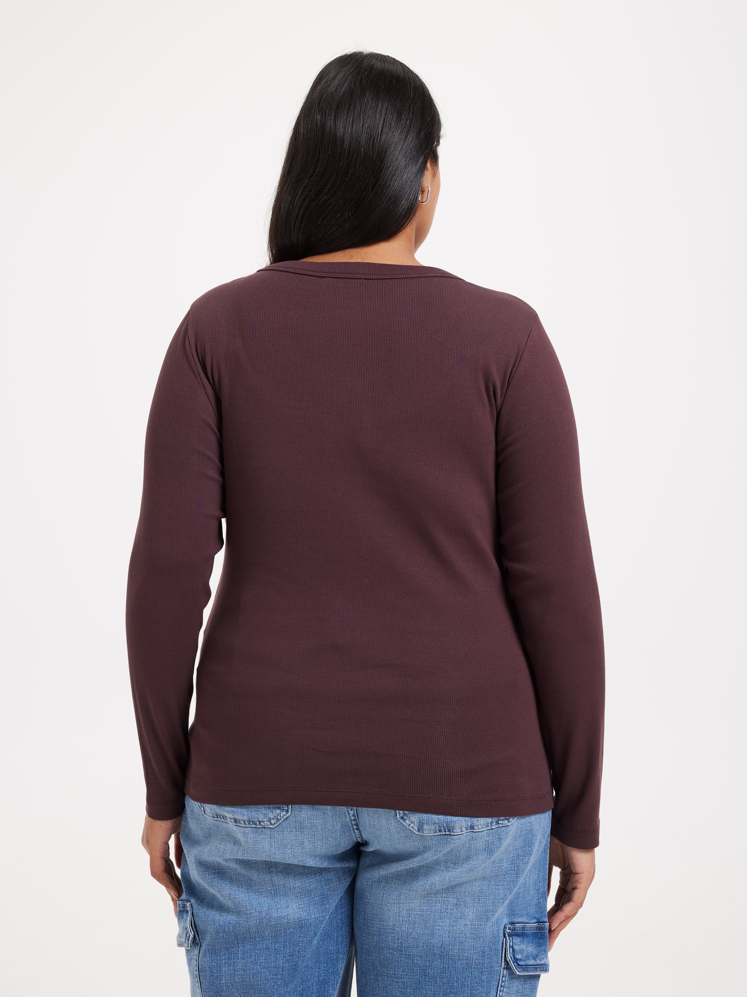 Image for Curve Rib Long Sleeve V-Neck Rib Top from JustGroupNZ