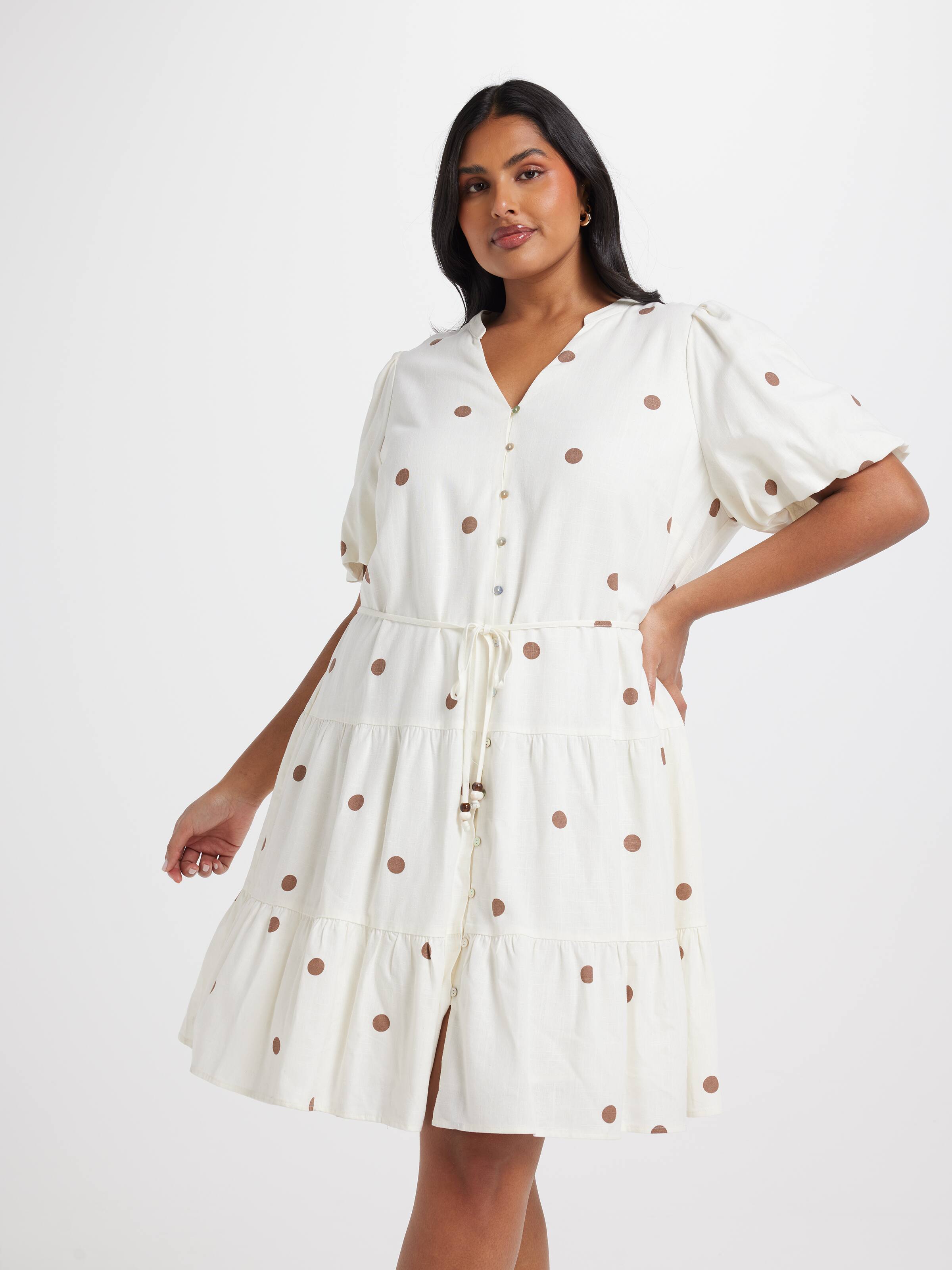 Curve Freya Puff Sleeve Shirt Dress
