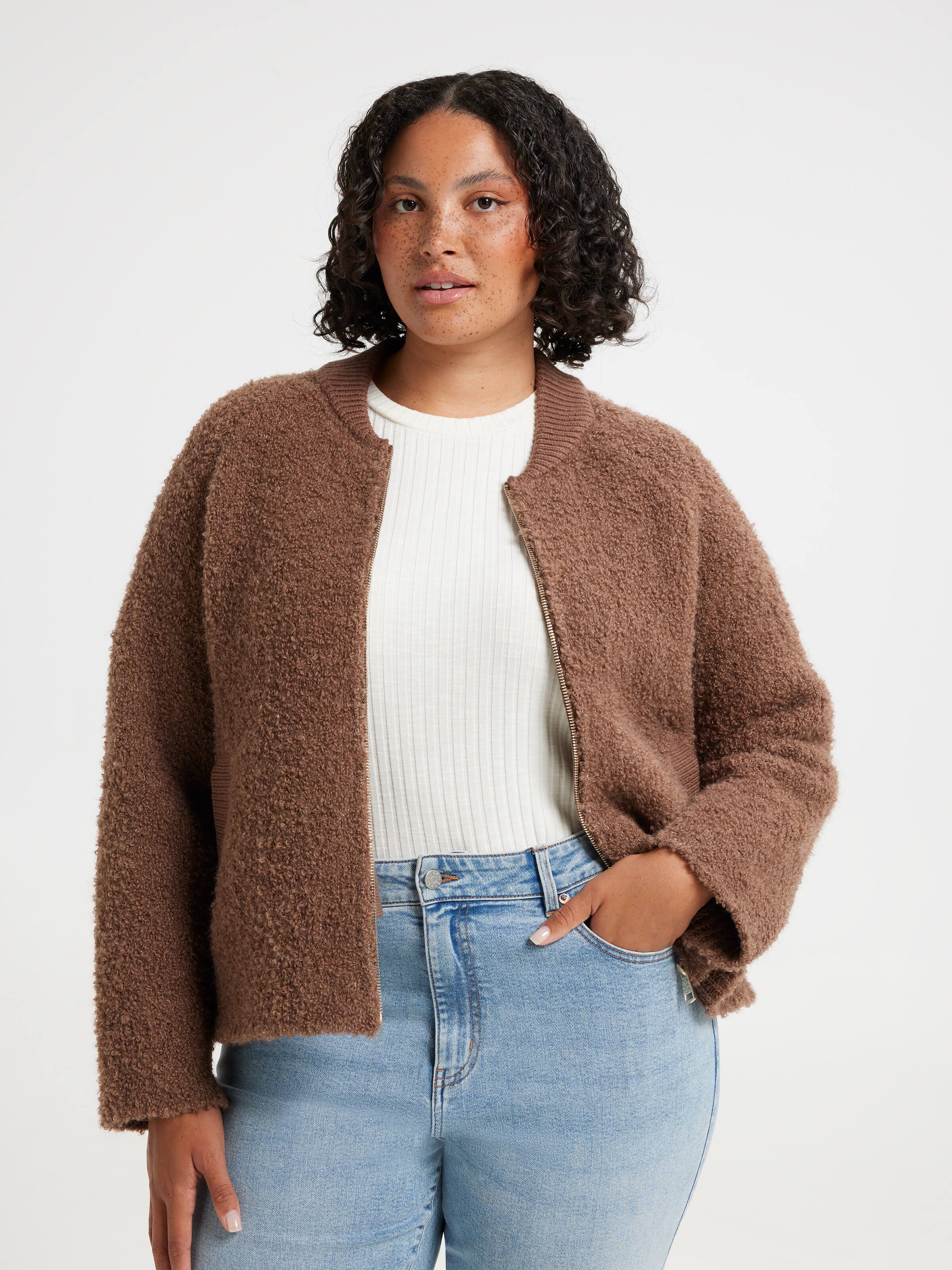 Curve Bree Boucle Knit Bomber
