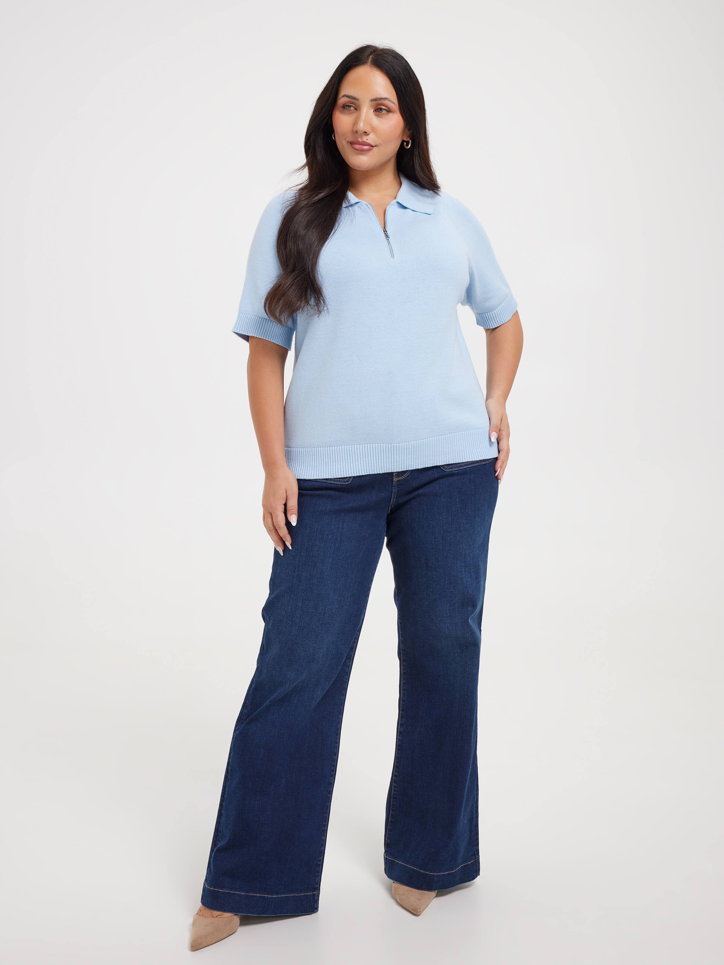 Curve Bronte Short Sleeve Zip Neck Pullover