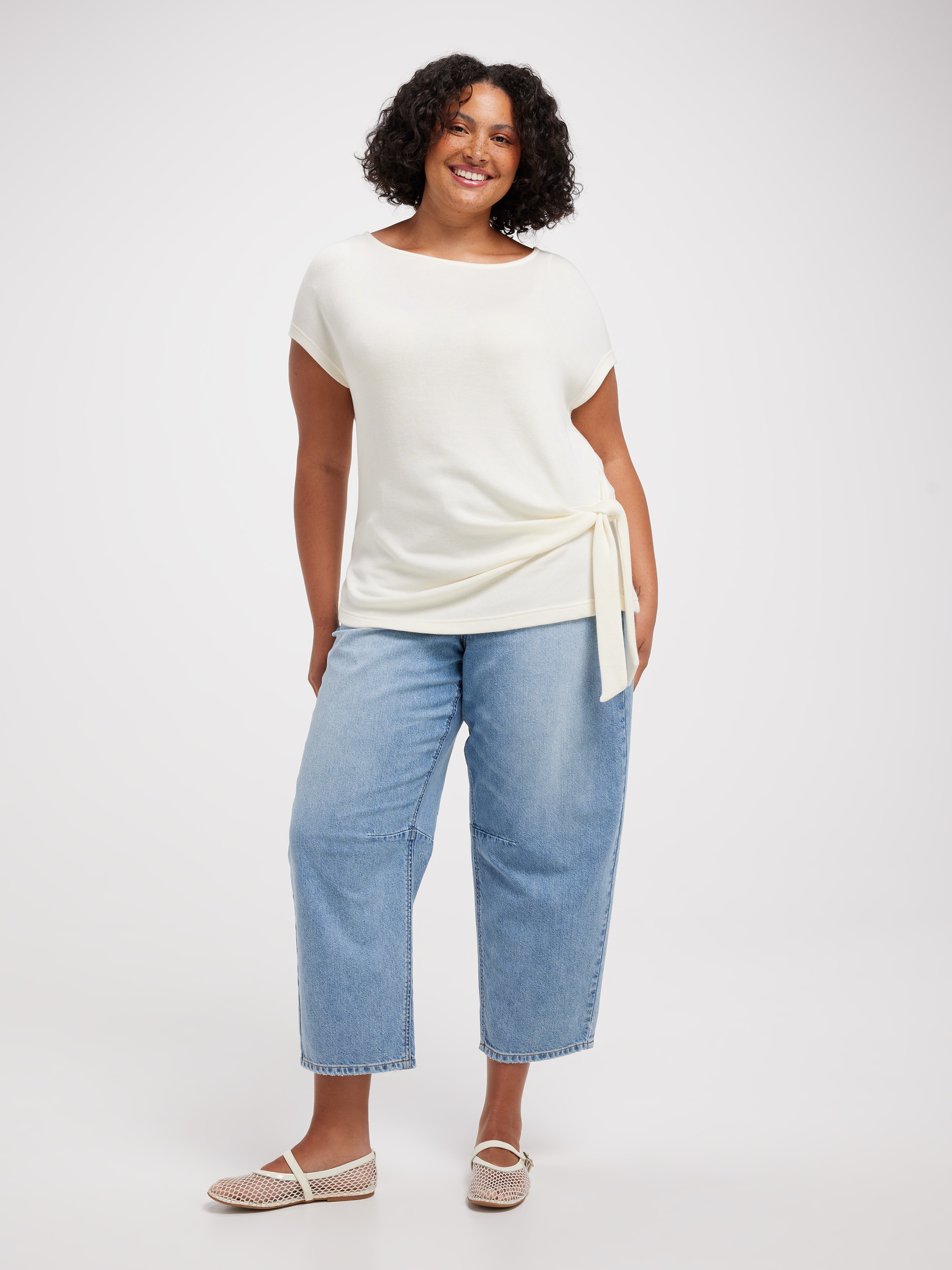 Curve Nadia Short Sleeve Tie Top