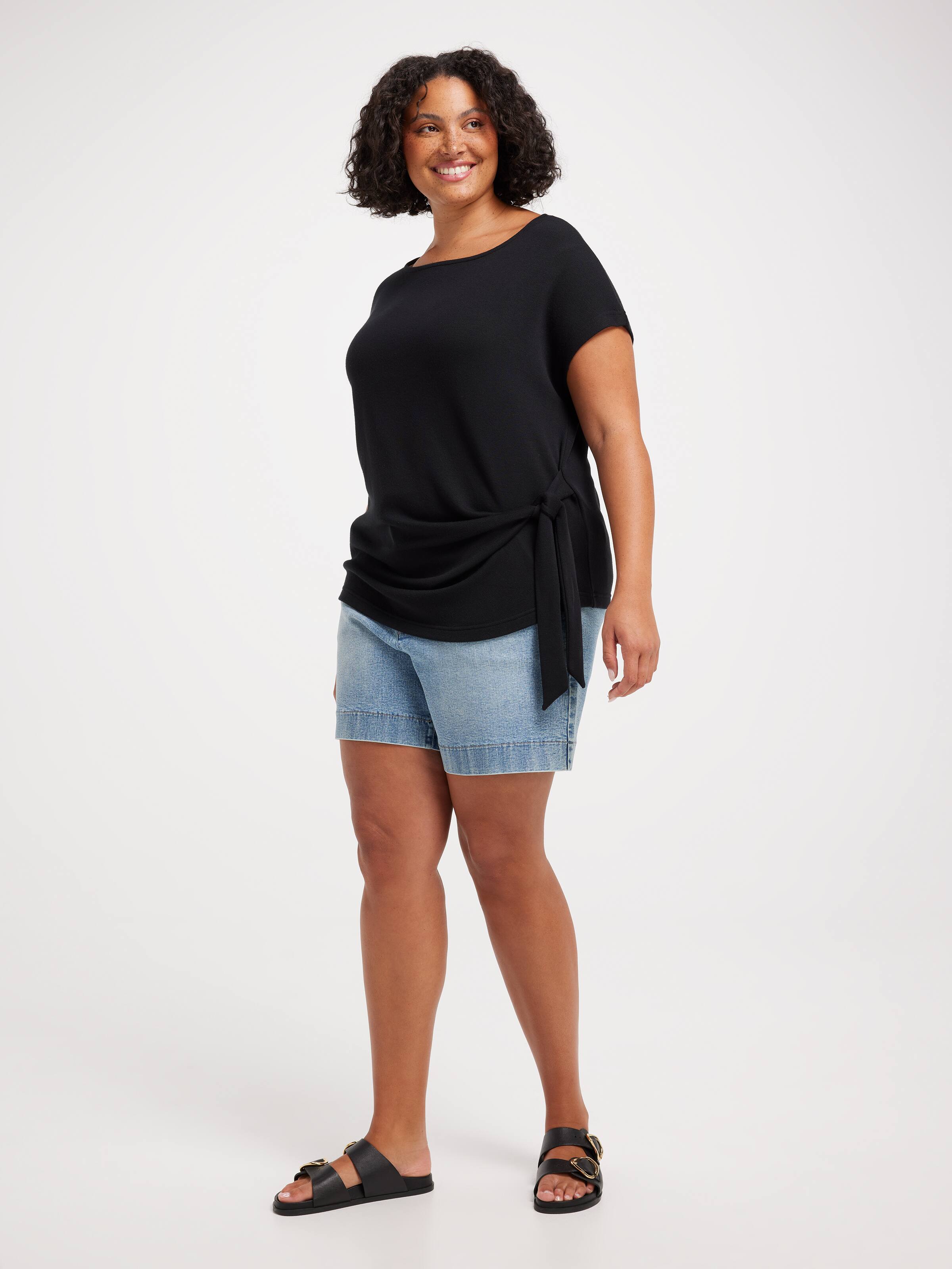 Curve Nadia Short Sleeve Tie Top
