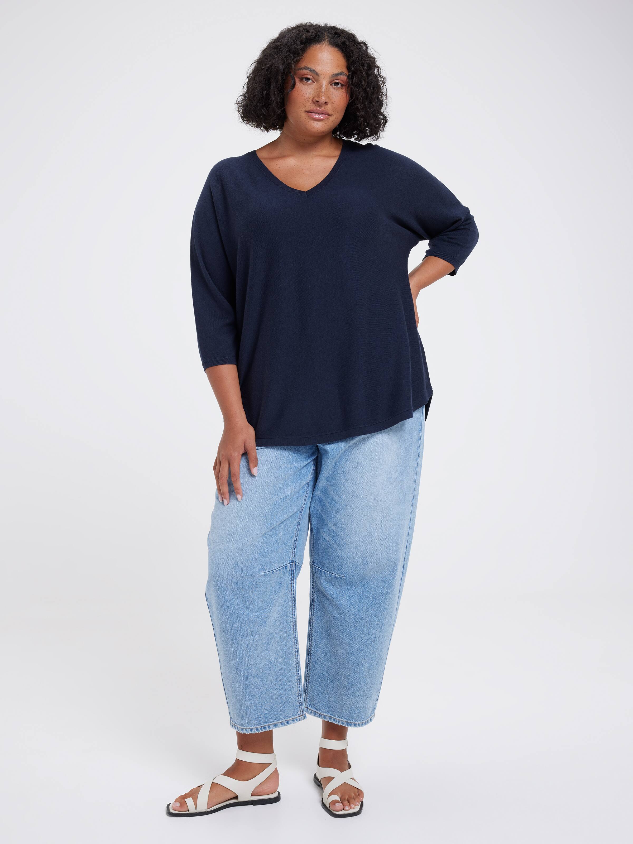 Curve Jacquline 3/4 Sleeve Pullover